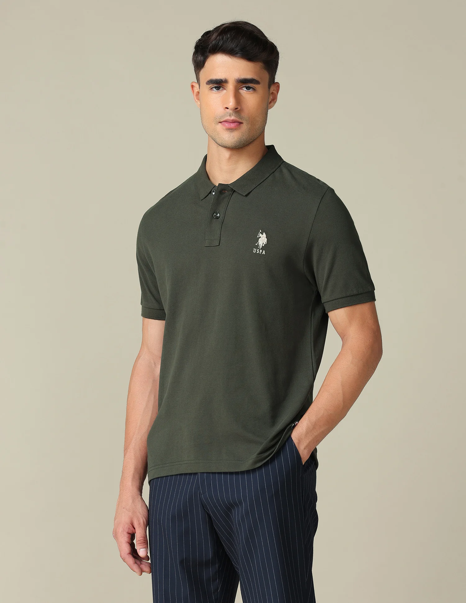 Muscle Fit Typographic Printed Polo Shirt - Image 4