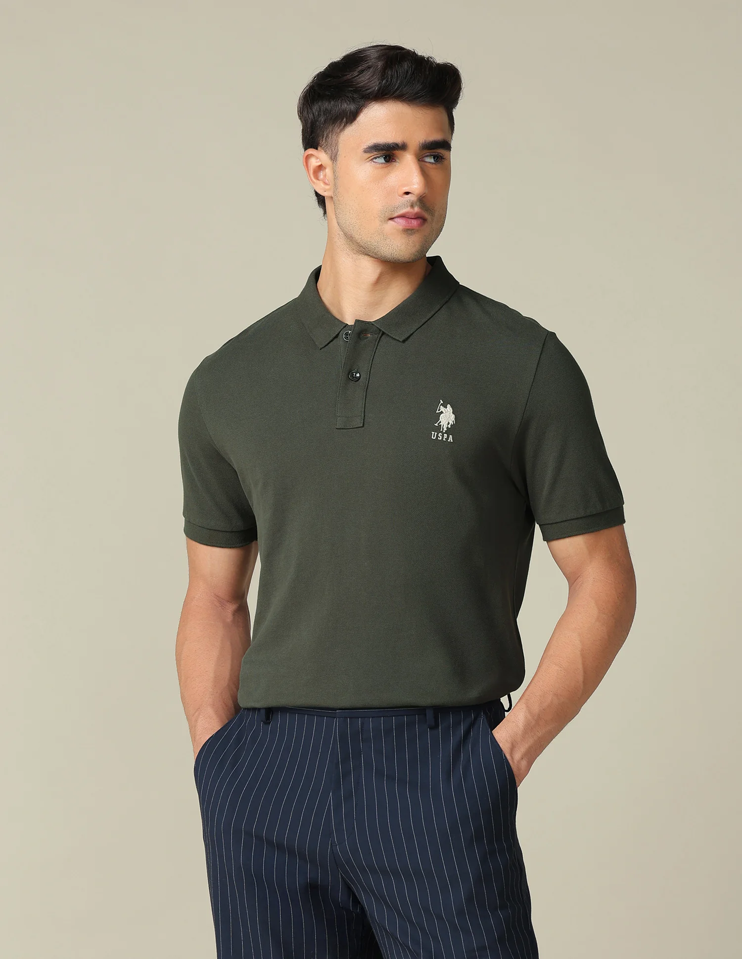 Muscle Fit Typographic Printed Polo Shirt - Image 8