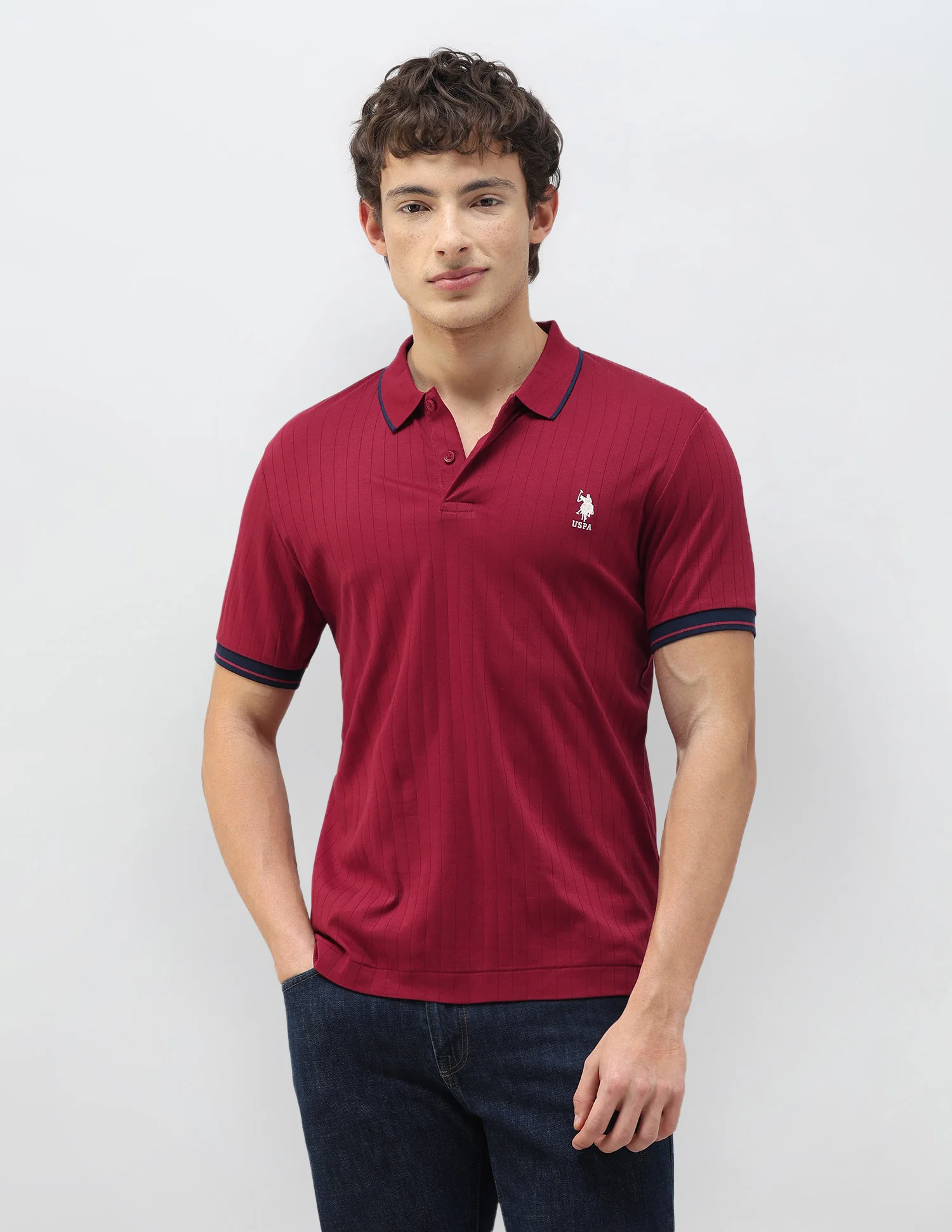 New Port Marina Vertical Striped Patterned Knit Polo Shirt - Image 6