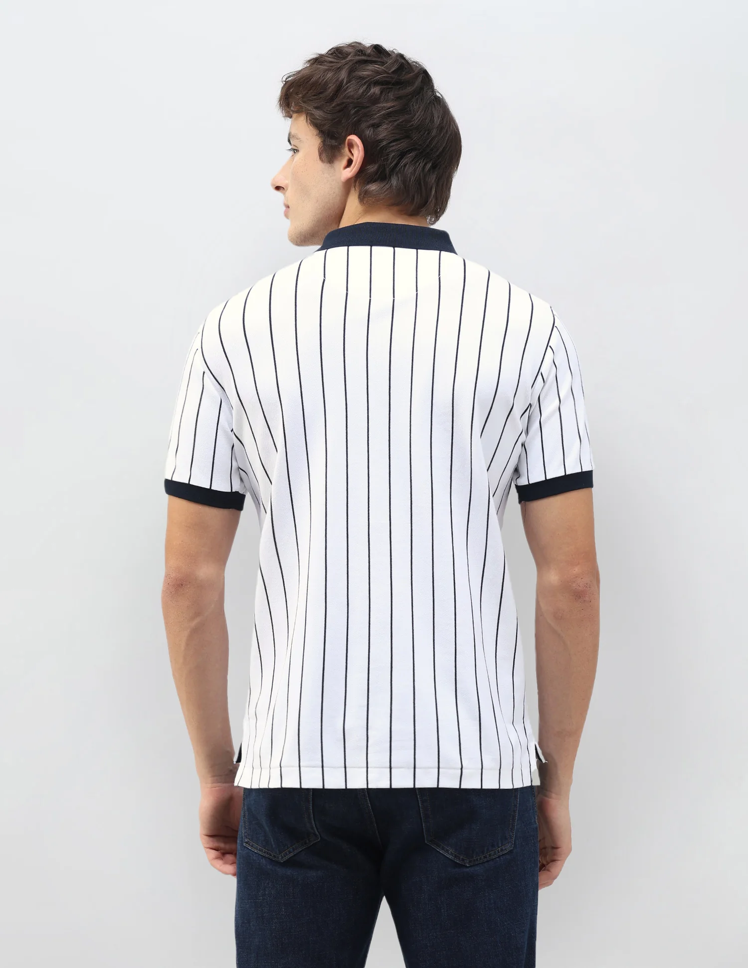 New Port Marina Vertical Striped Polo Shirt - Image 5