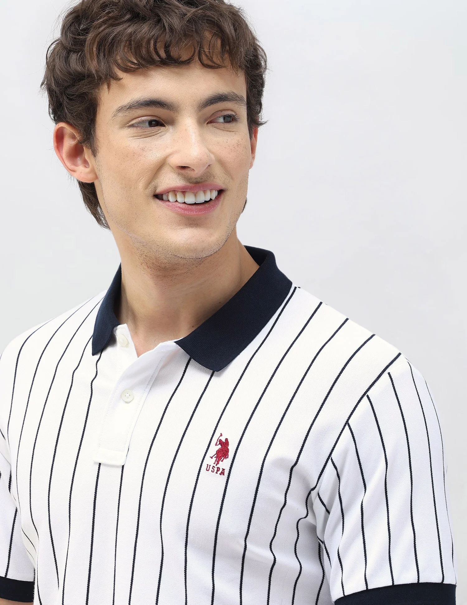 New Port Marina Vertical Striped Polo Shirt - Image 7