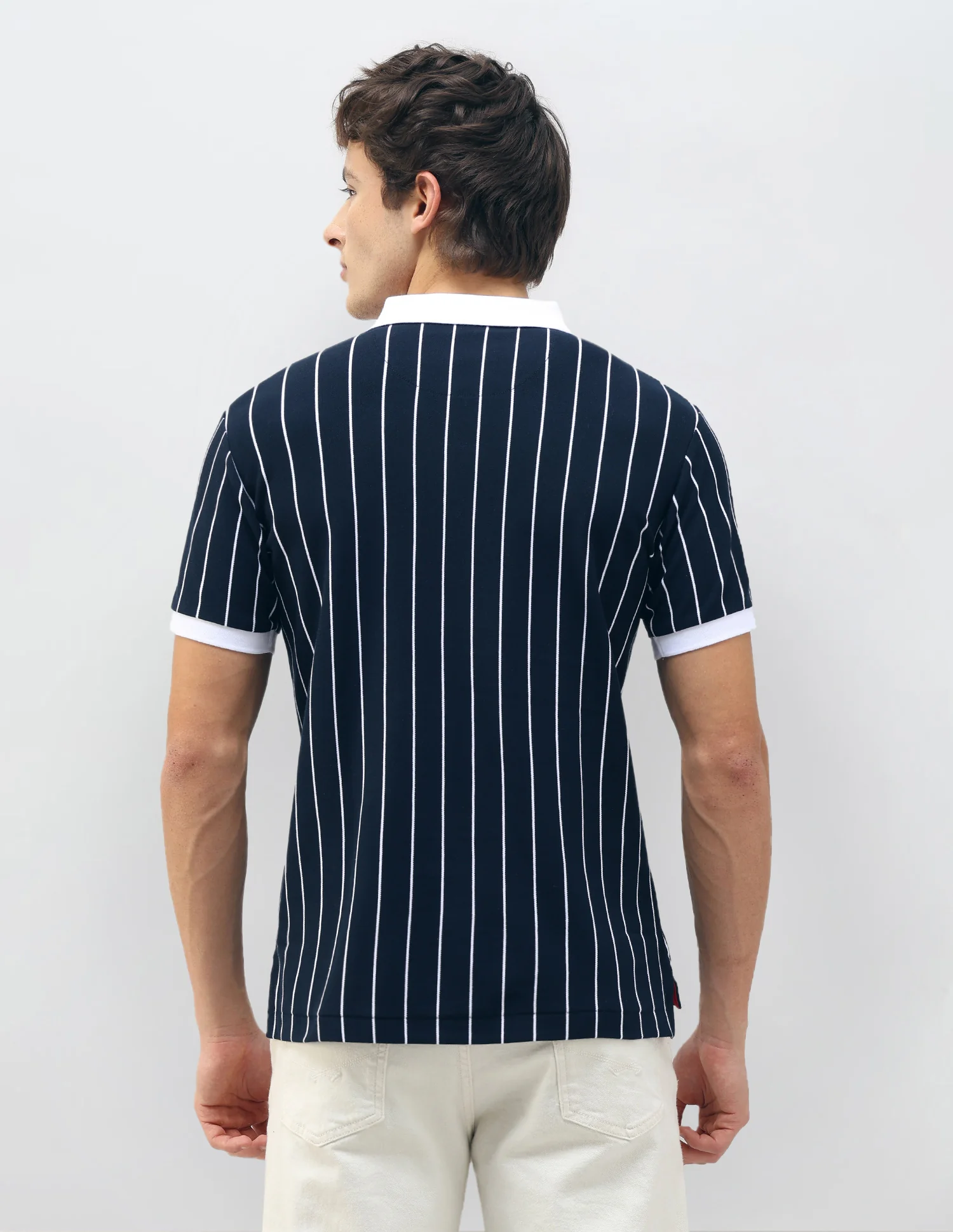 New Port Marina Vertical Striped Polo Shirt - Image 5