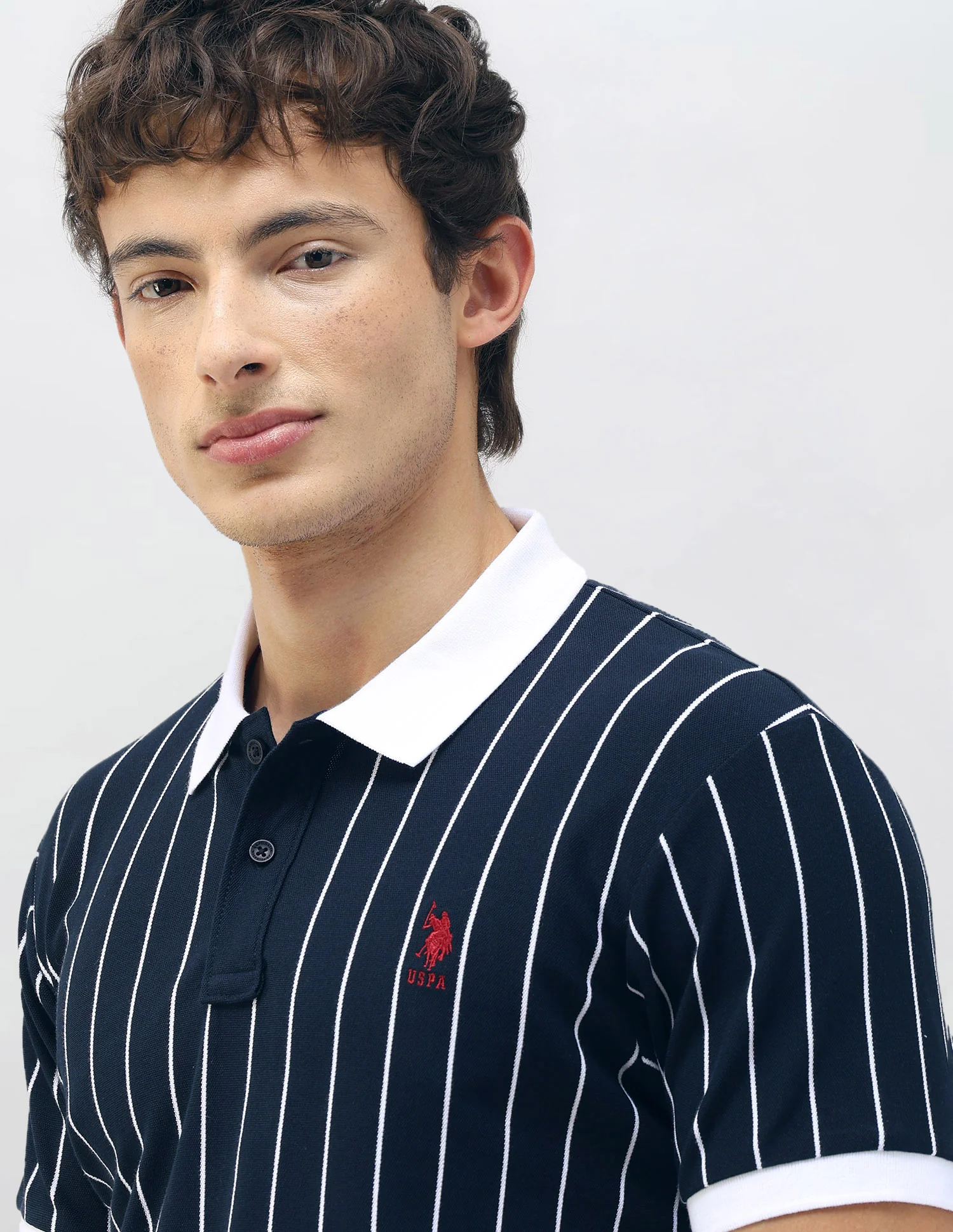 New Port Marina Vertical Striped Polo Shirt - Image 7