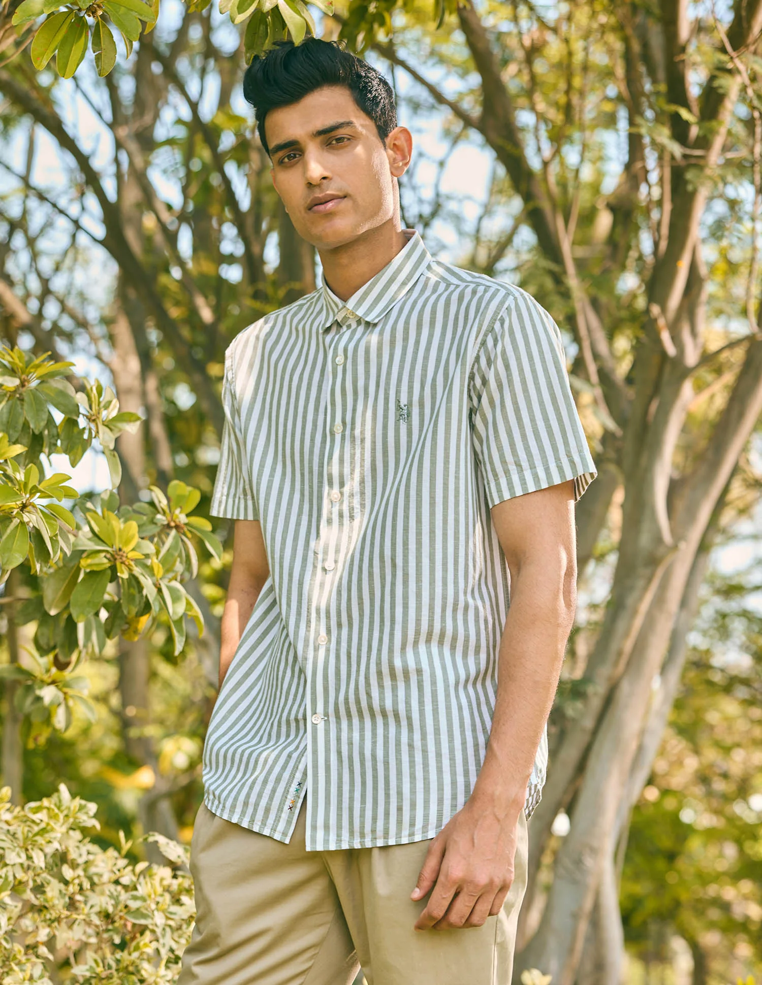Pacho X Vertical Stripe Cotton Linen Shirt - Image 4