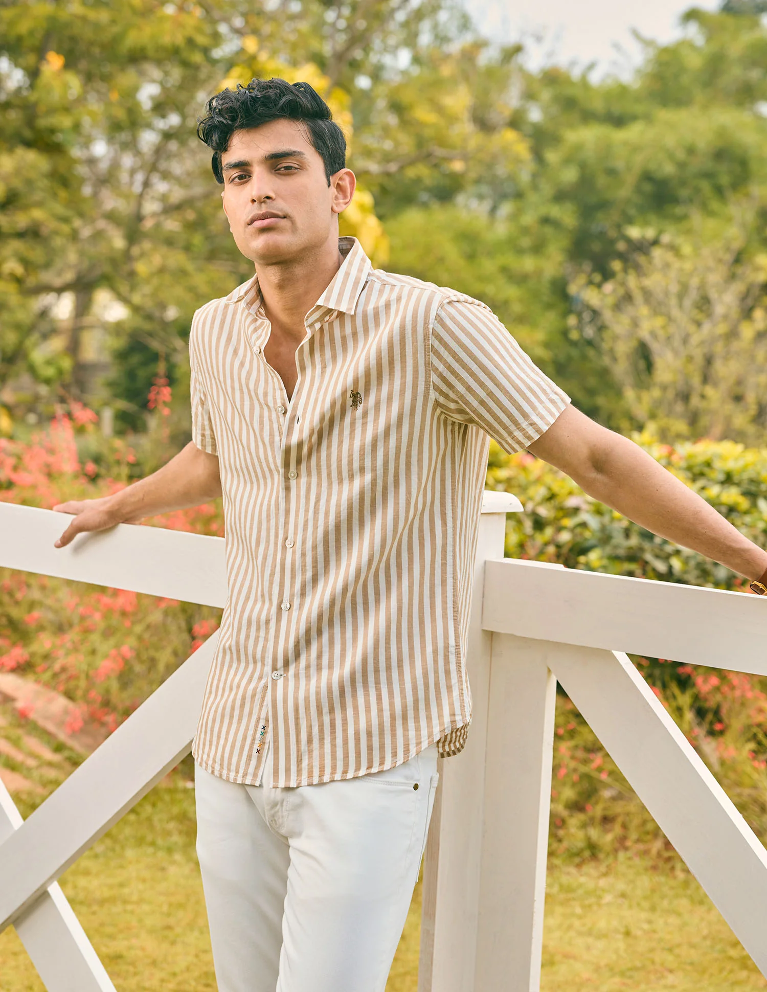 Pacho X Vertical Stripe Cotton Linen Shirt