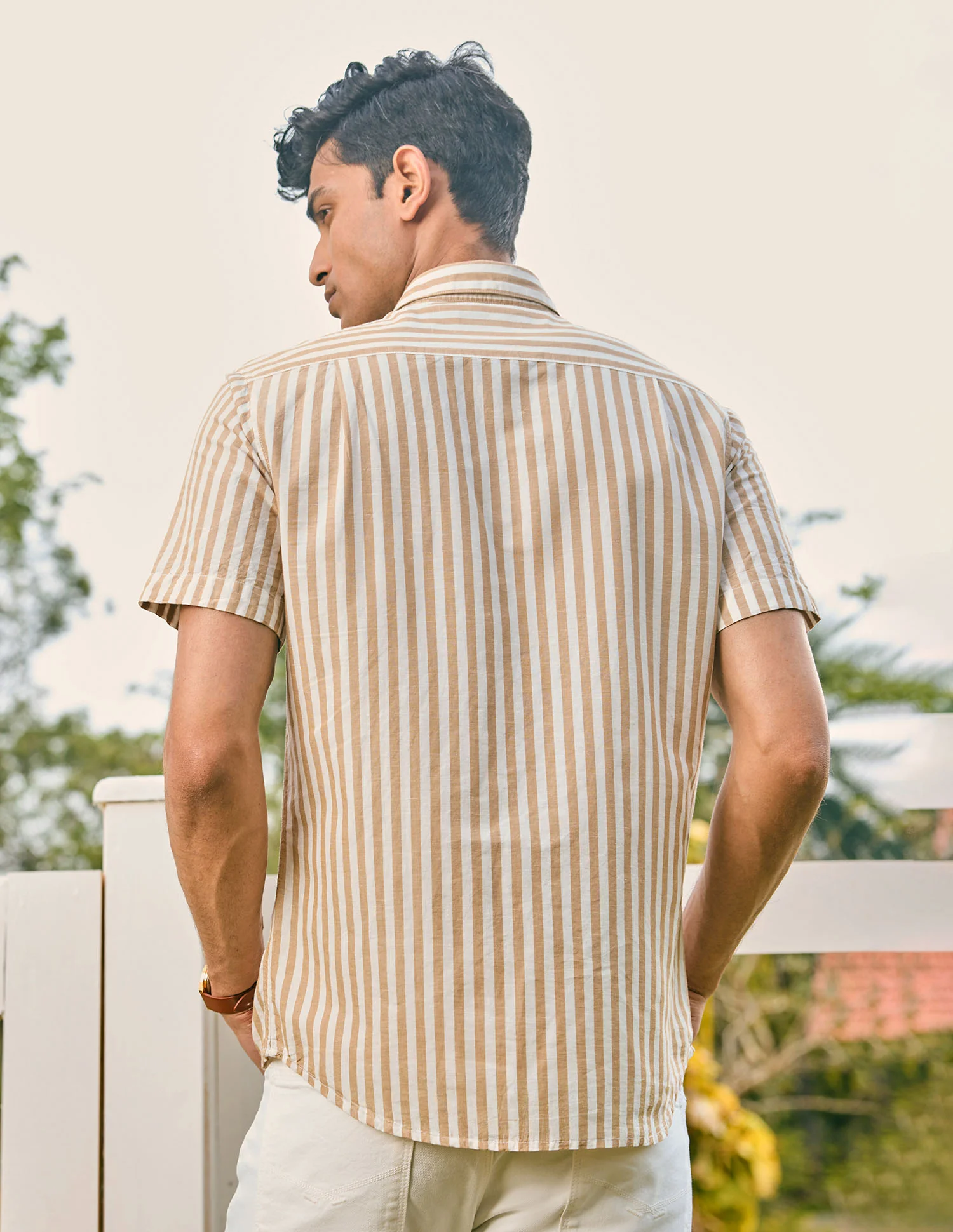 Pacho X Vertical Stripe Cotton Linen Shirt - Image 5
