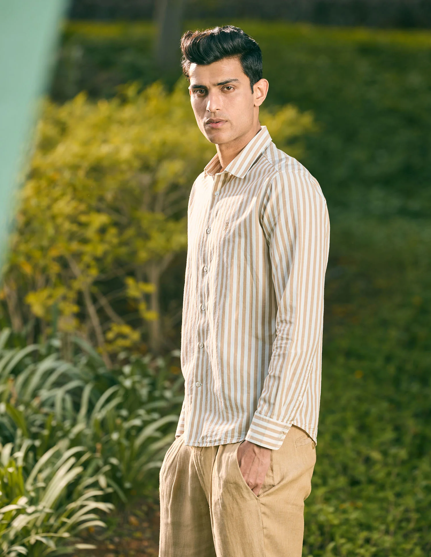 Pacho X Vertical Stripe Cotton Linen Shirt - Image 4