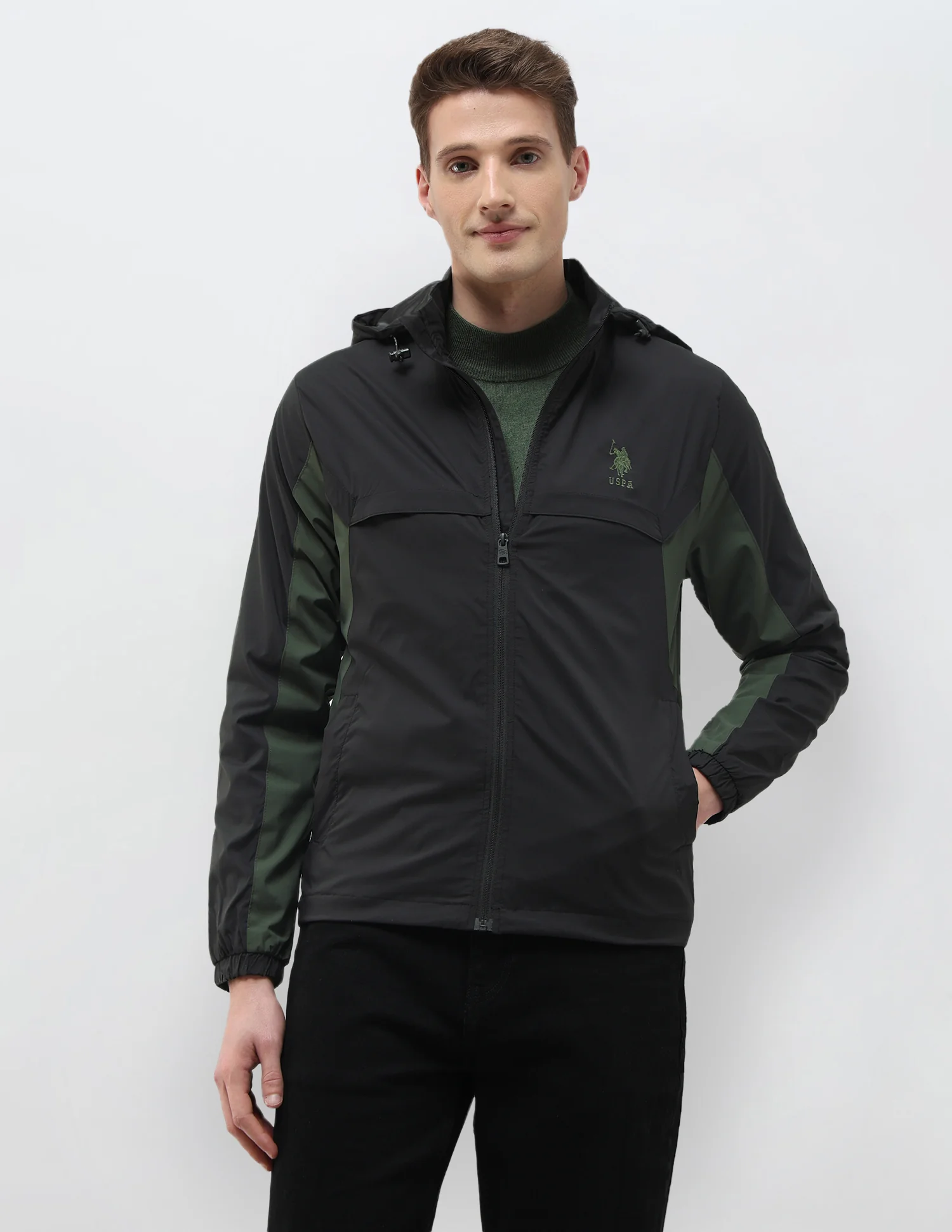 Packable Detachable Hood Colour Blocked Jacket - Image 6