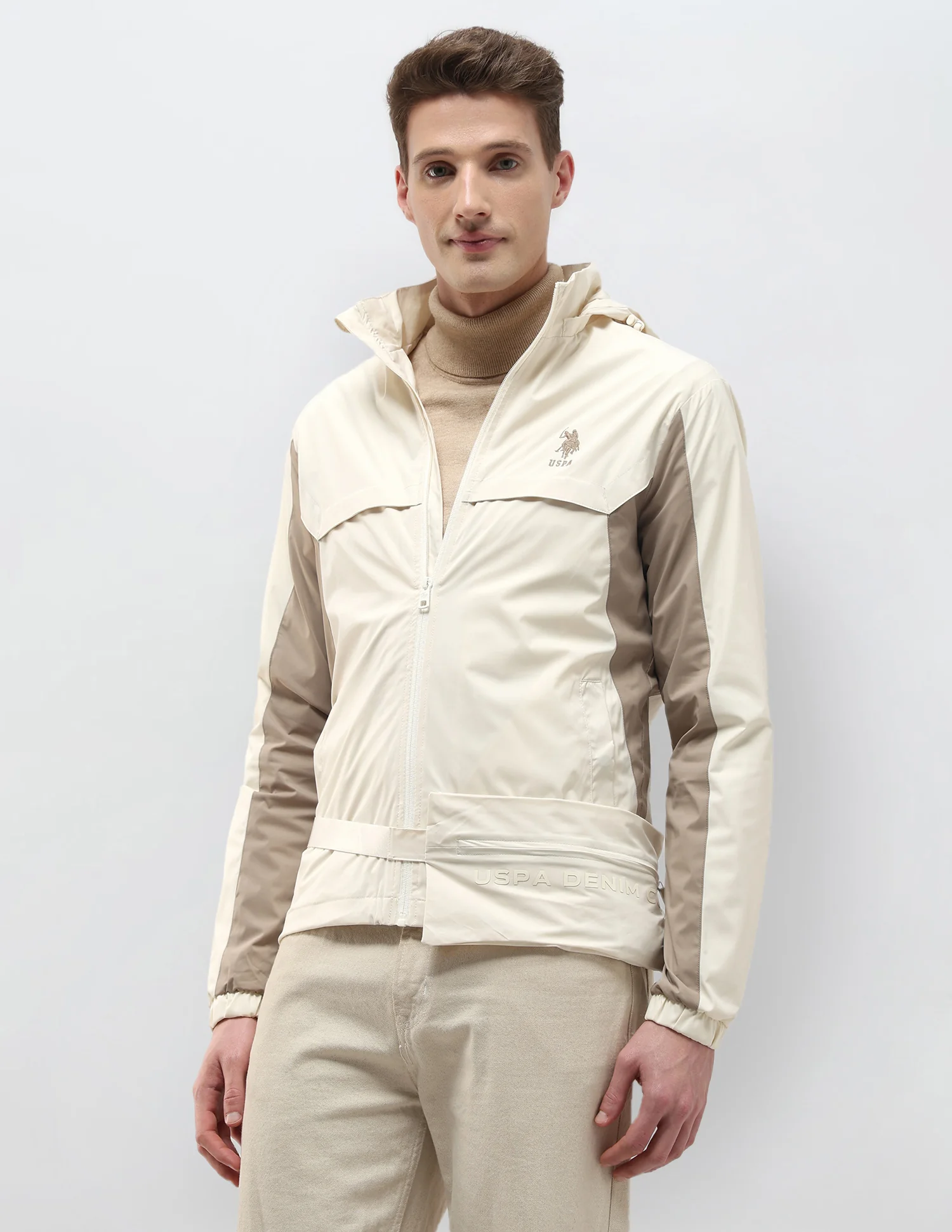 Packable Detachable Hood Colour Blocked Jacket - Image 8