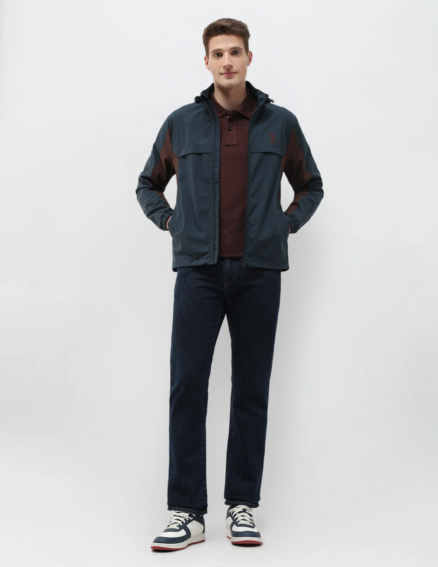 Packable Detachable Hood Colour Blocked Jacket - Image 3