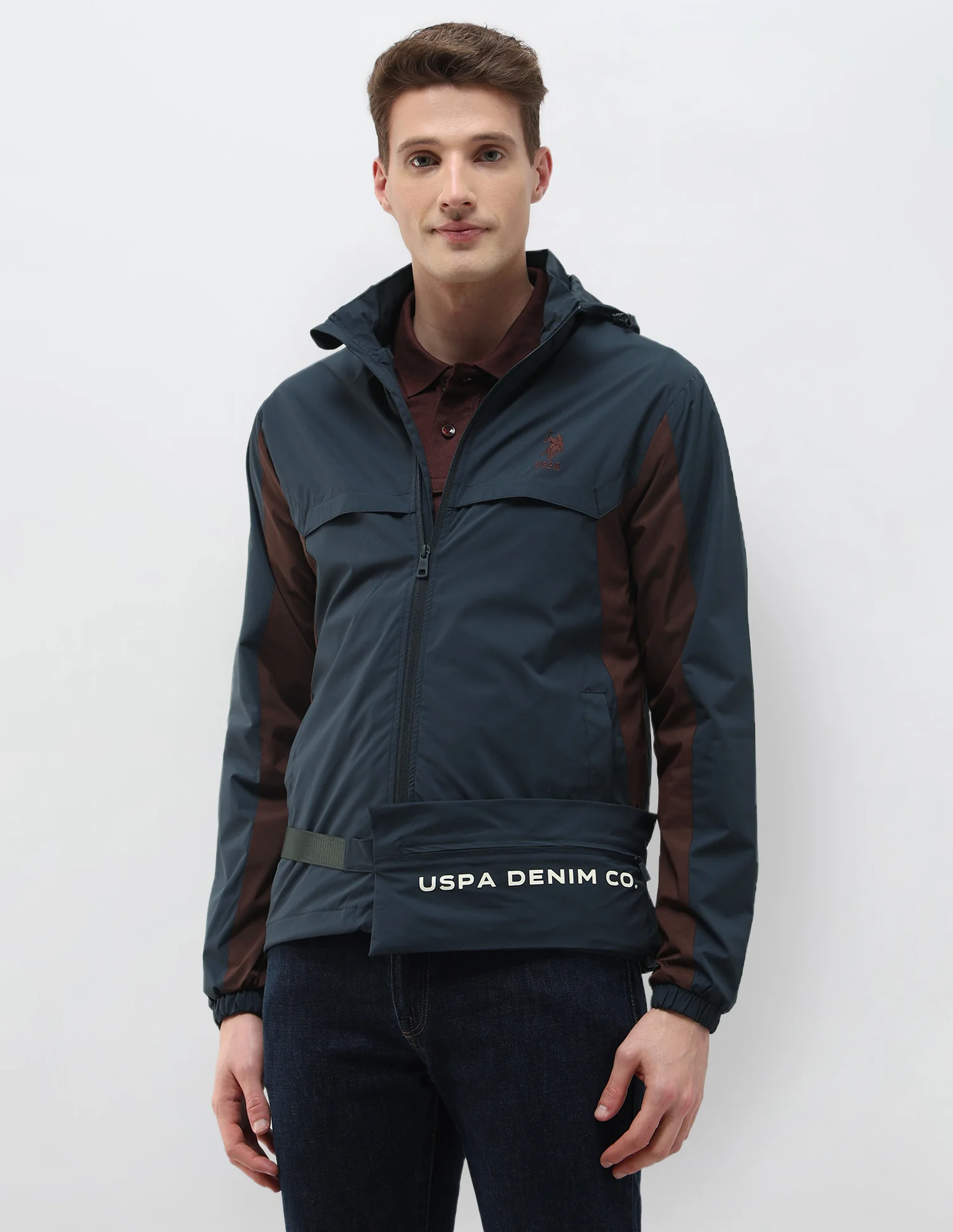 Packable Detachable Hood Colour Blocked Jacket - Image 8