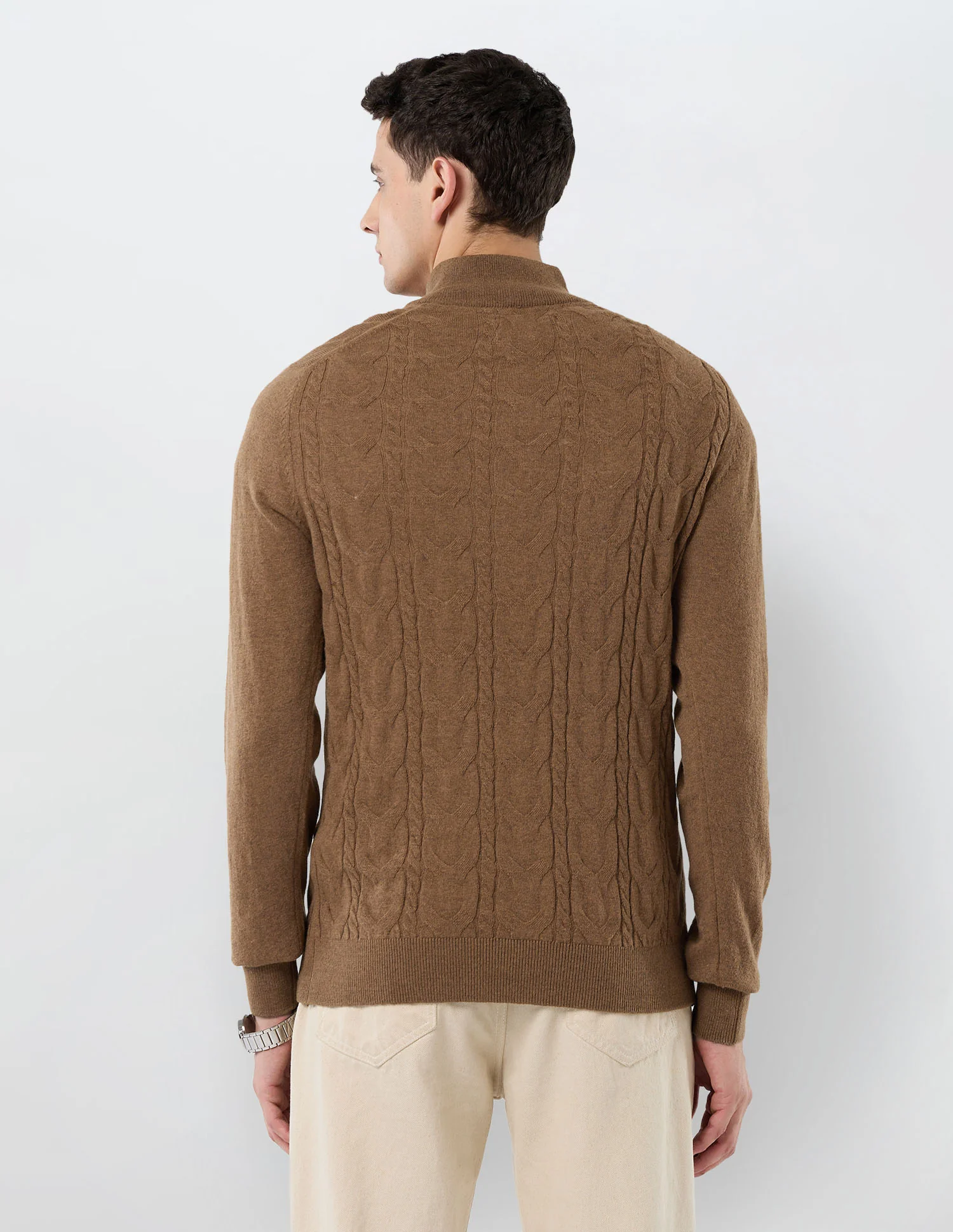 Patterned Cable Knit Regular Fit Sweater - Image 5