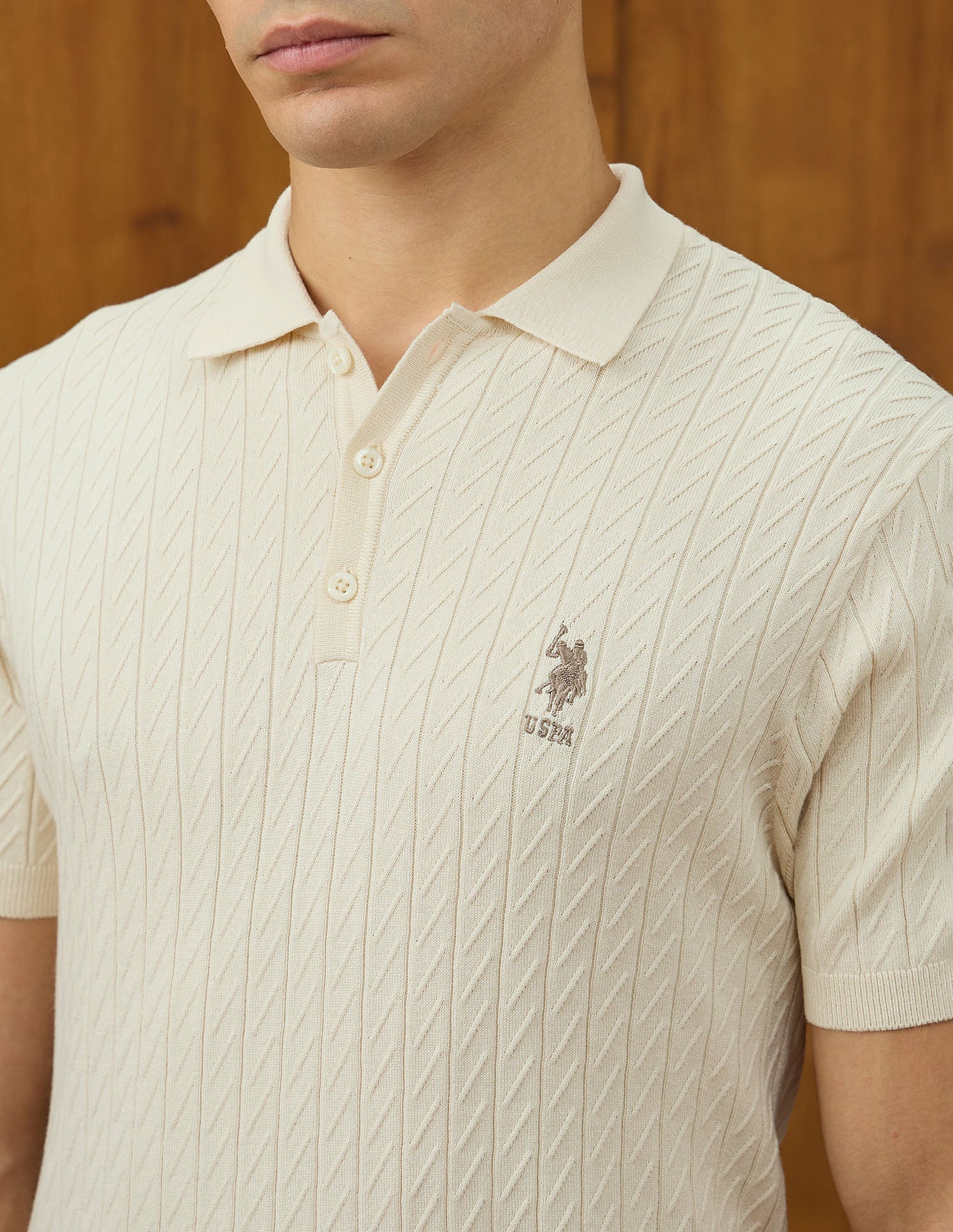 Patterned Knit Equestrian Aisle Theater Polo Shirt - Image 7