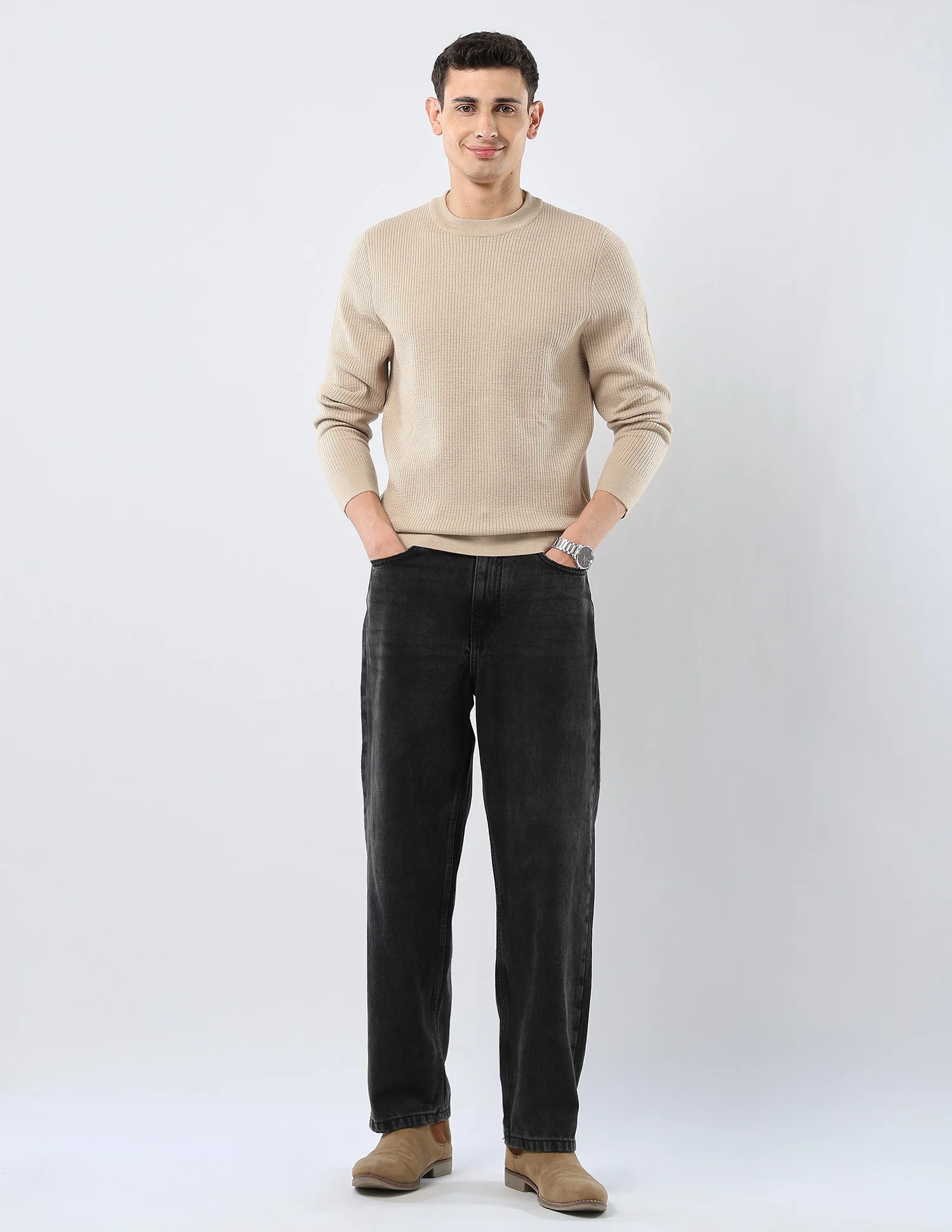 Patterned Knit Regular Fit Sweater - Image 3