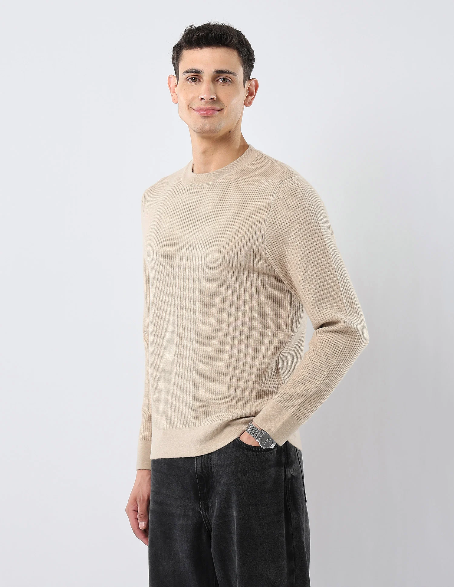 Patterned Knit Regular Fit Sweater - Image 4