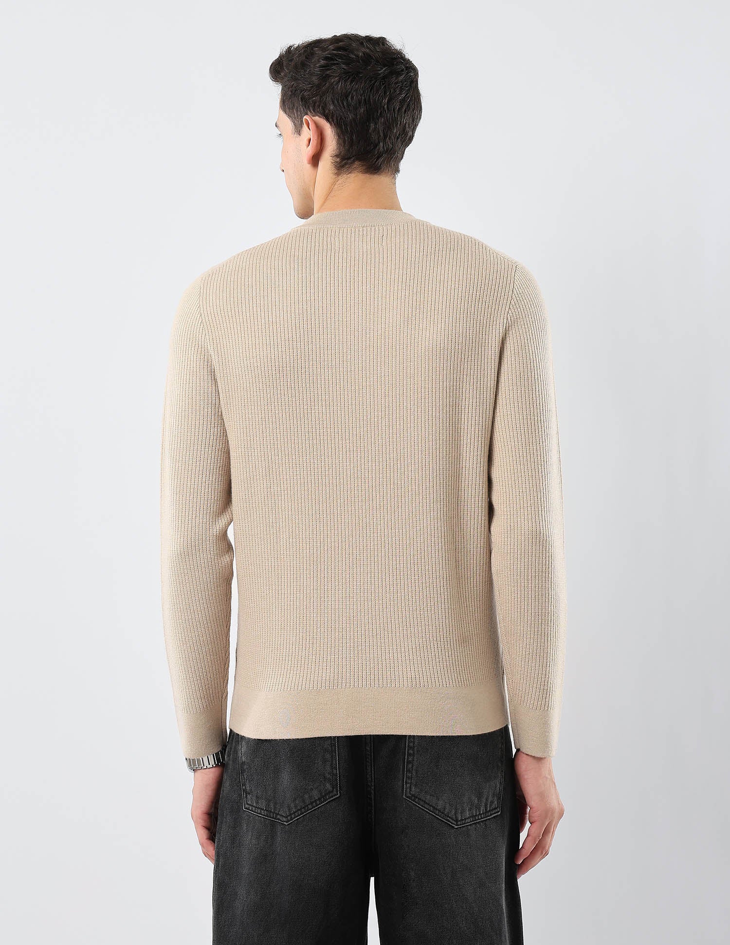 Patterned Knit Regular Fit Sweater - Image 5