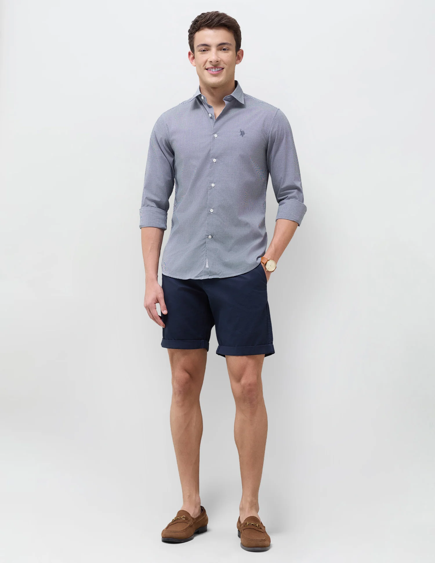 Poplin Micro Checked Shirt - Image 3