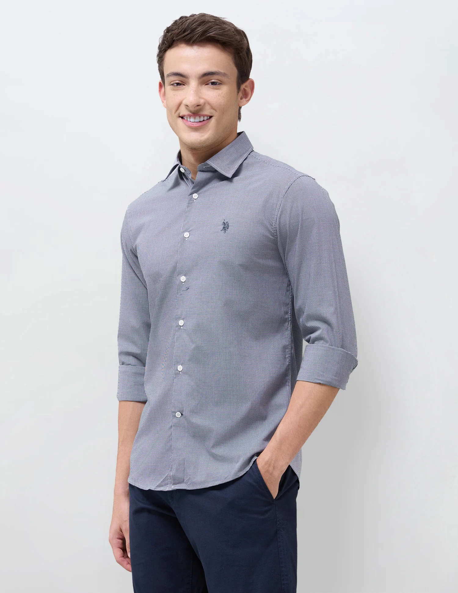 Poplin Micro Checked Shirt - Image 4