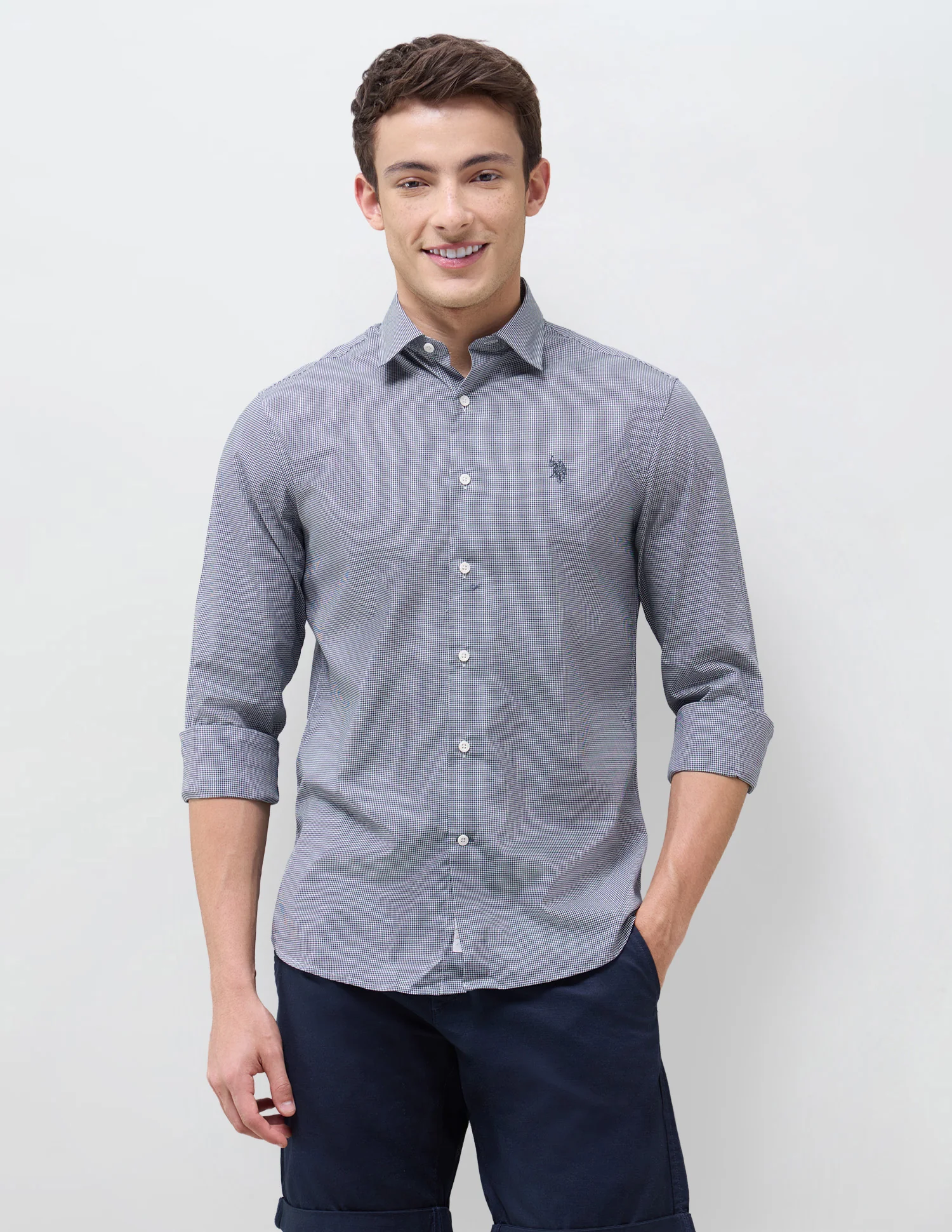 Poplin Micro Checked Shirt - Image 6