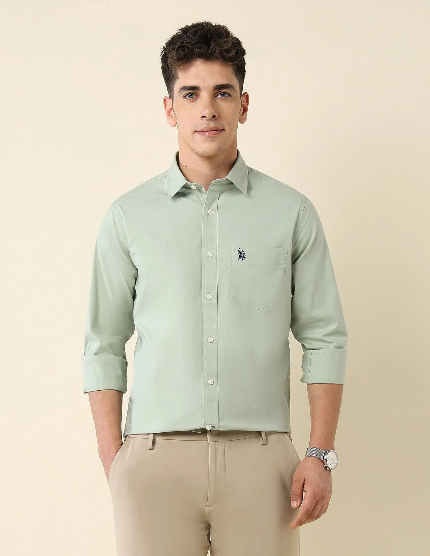 Poplin Solid Stretch Shirt