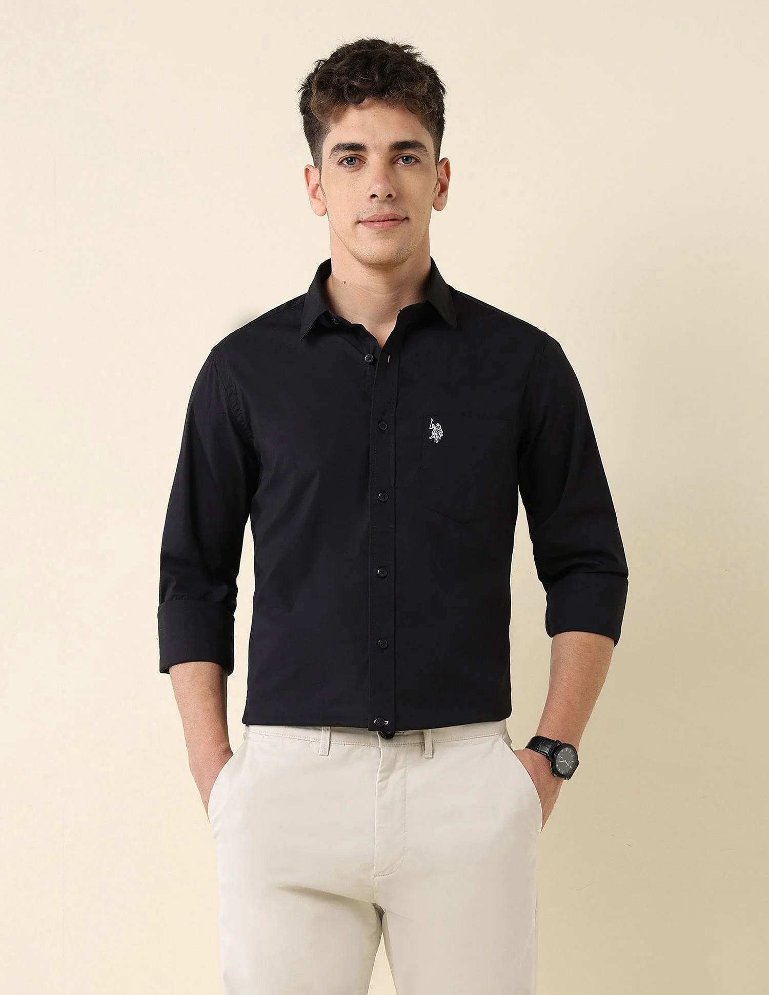 Poplin Solid Stretch Shirt