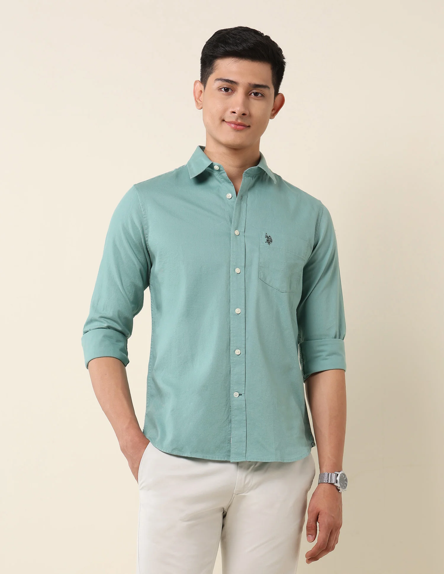 Pure Cotton Dobby Tailored Fit Shirt