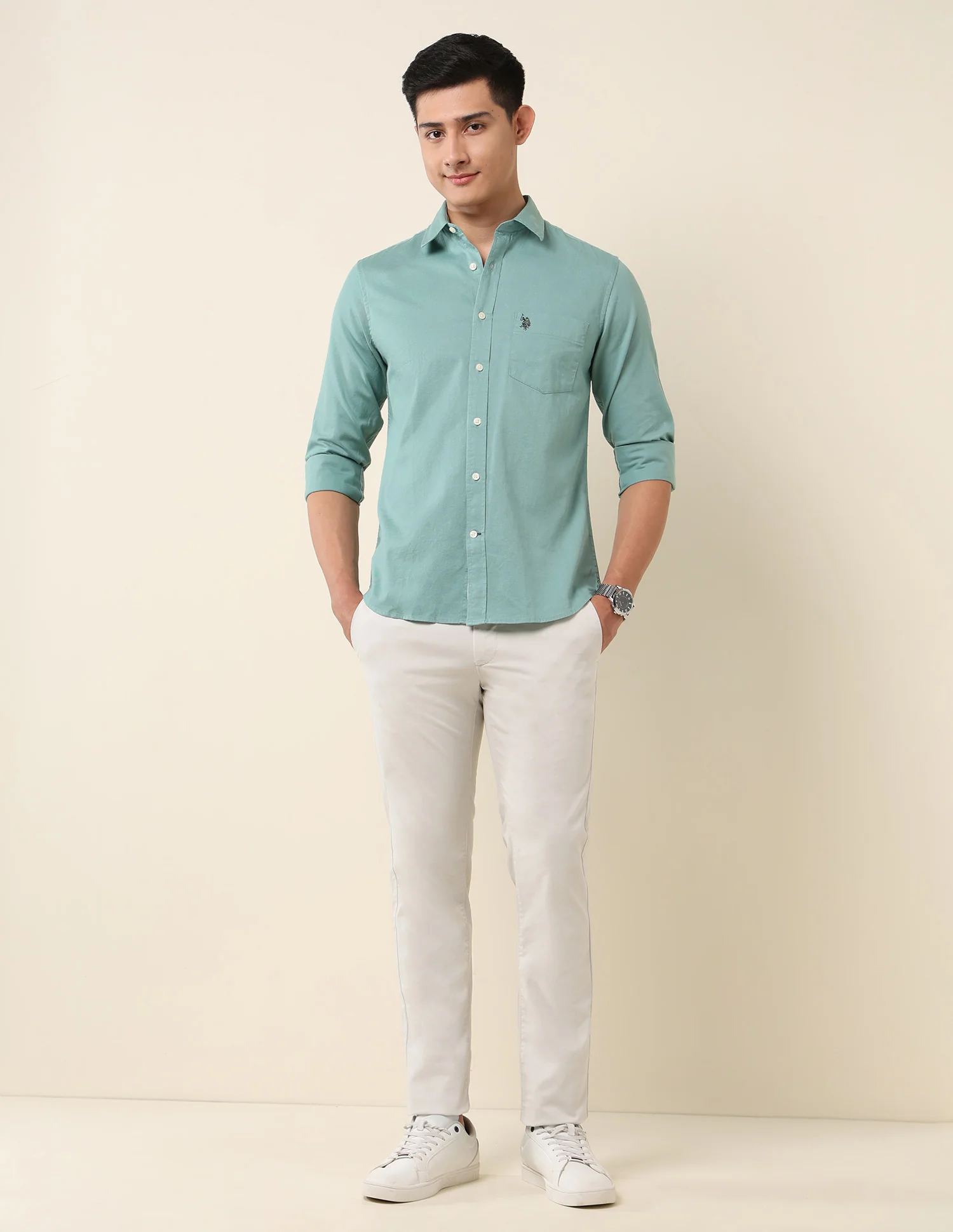 Pure Cotton Dobby Tailored Fit Shirt - Image 3