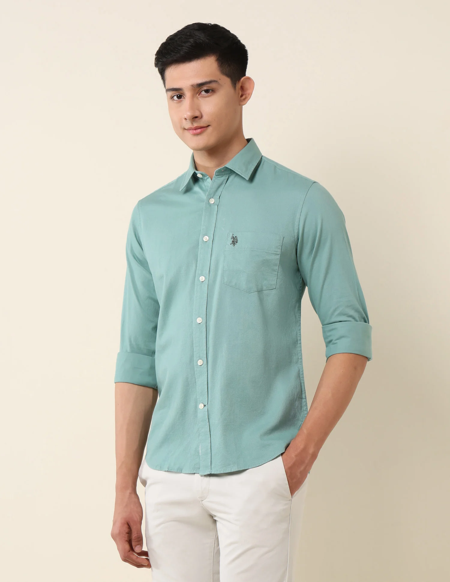 Pure Cotton Dobby Tailored Fit Shirt - Image 4