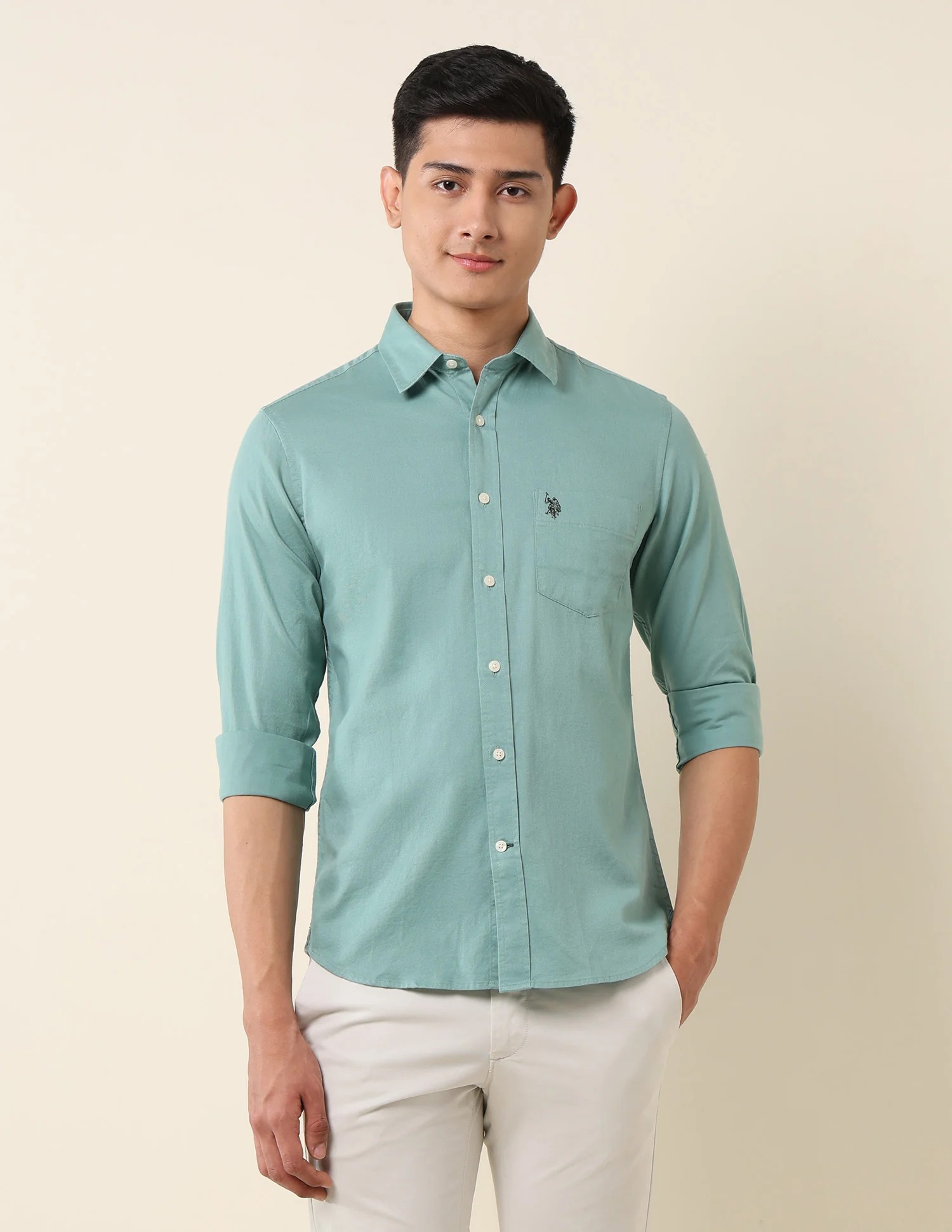 Pure Cotton Dobby Tailored Fit Shirt - Image 6
