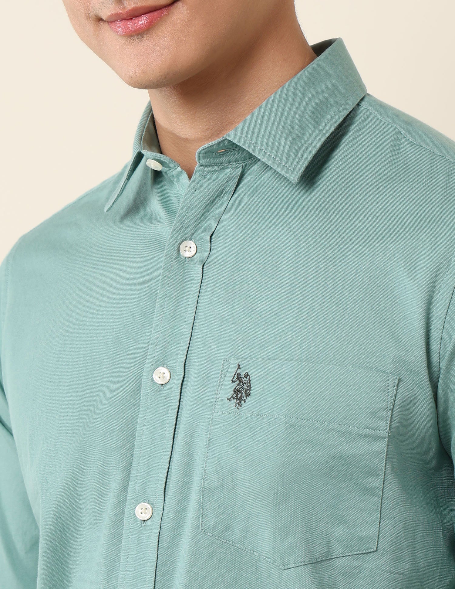Pure Cotton Dobby Tailored Fit Shirt - Image 7