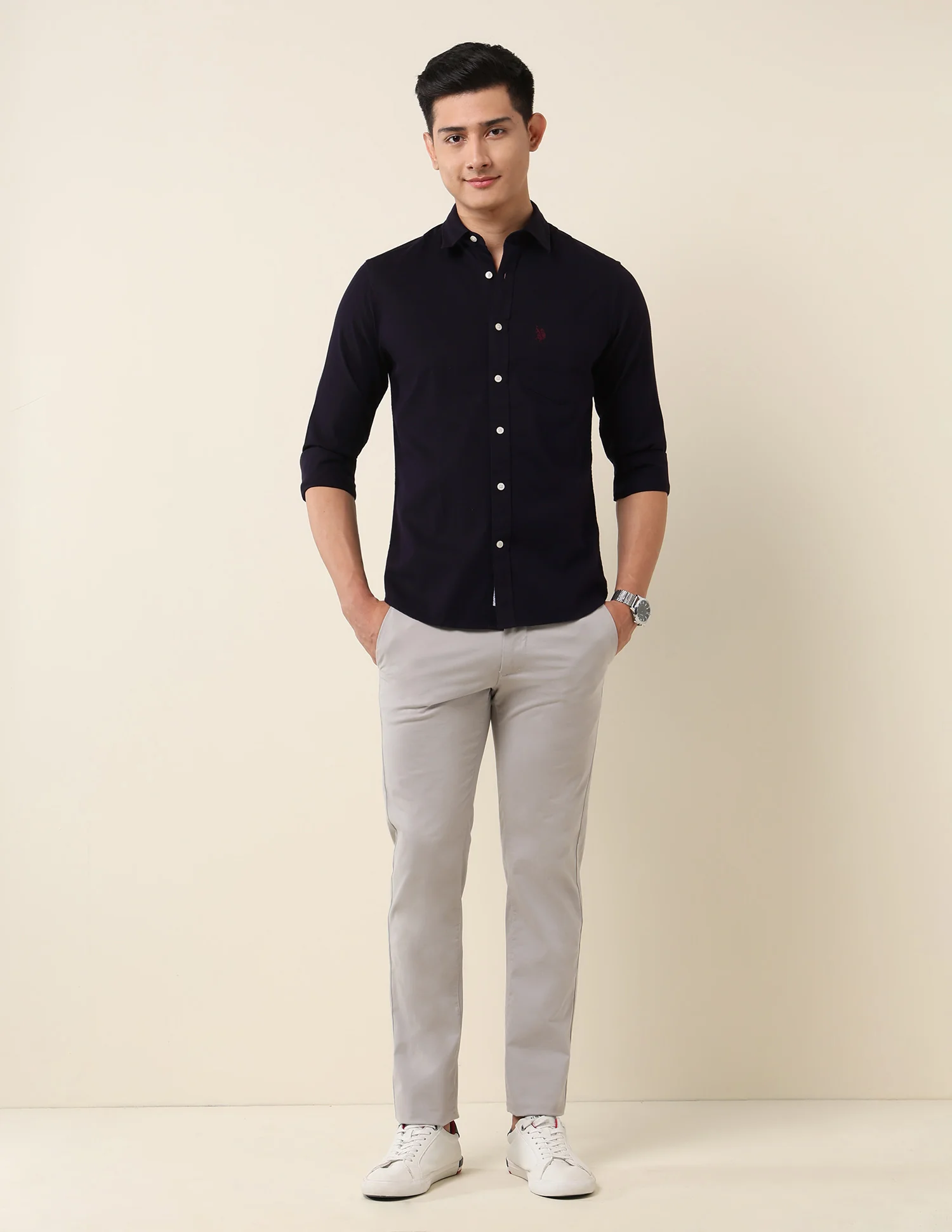 Pure Cotton Dobby Tailored Fit Shirt - Image 3