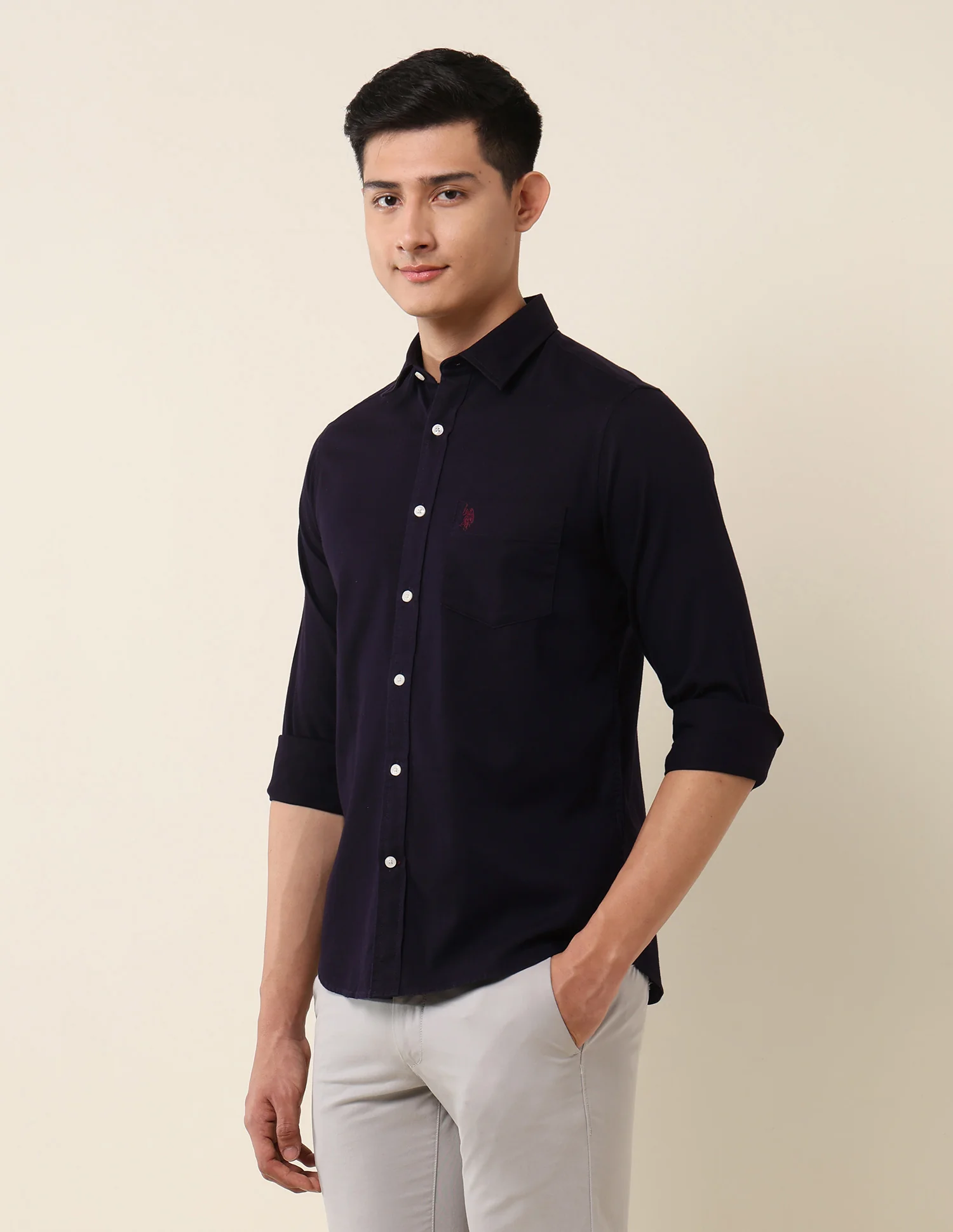 Pure Cotton Dobby Tailored Fit Shirt - Image 4
