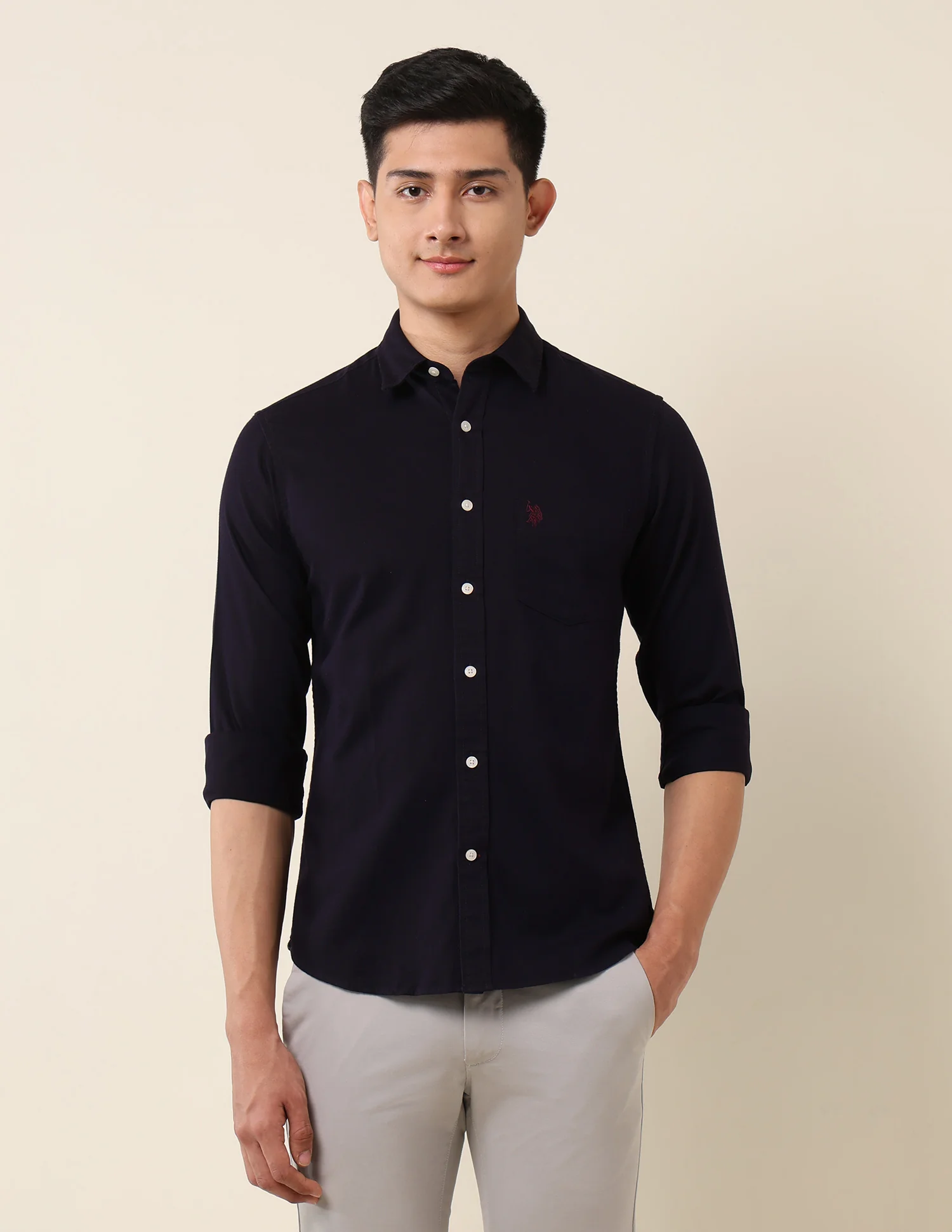 Pure Cotton Dobby Tailored Fit Shirt - Image 6