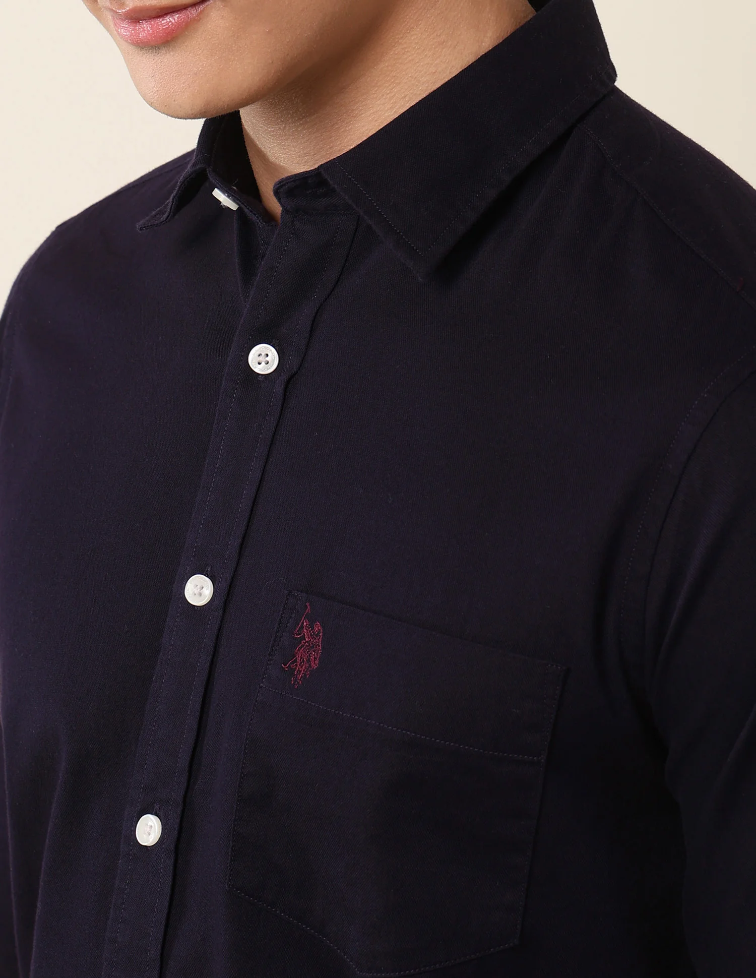 Pure Cotton Dobby Tailored Fit Shirt - Image 7