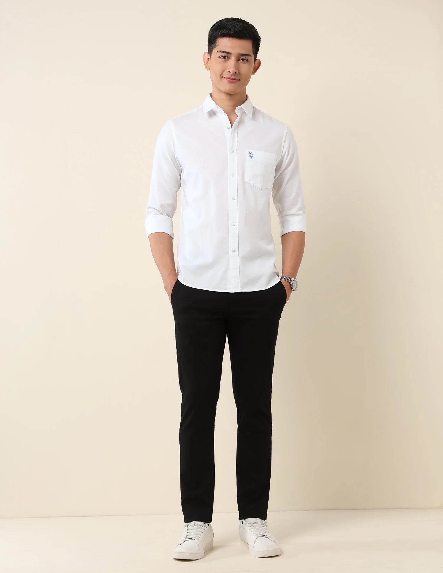 Pure Cotton Dobby Tailored Fit Shirt - Image 3