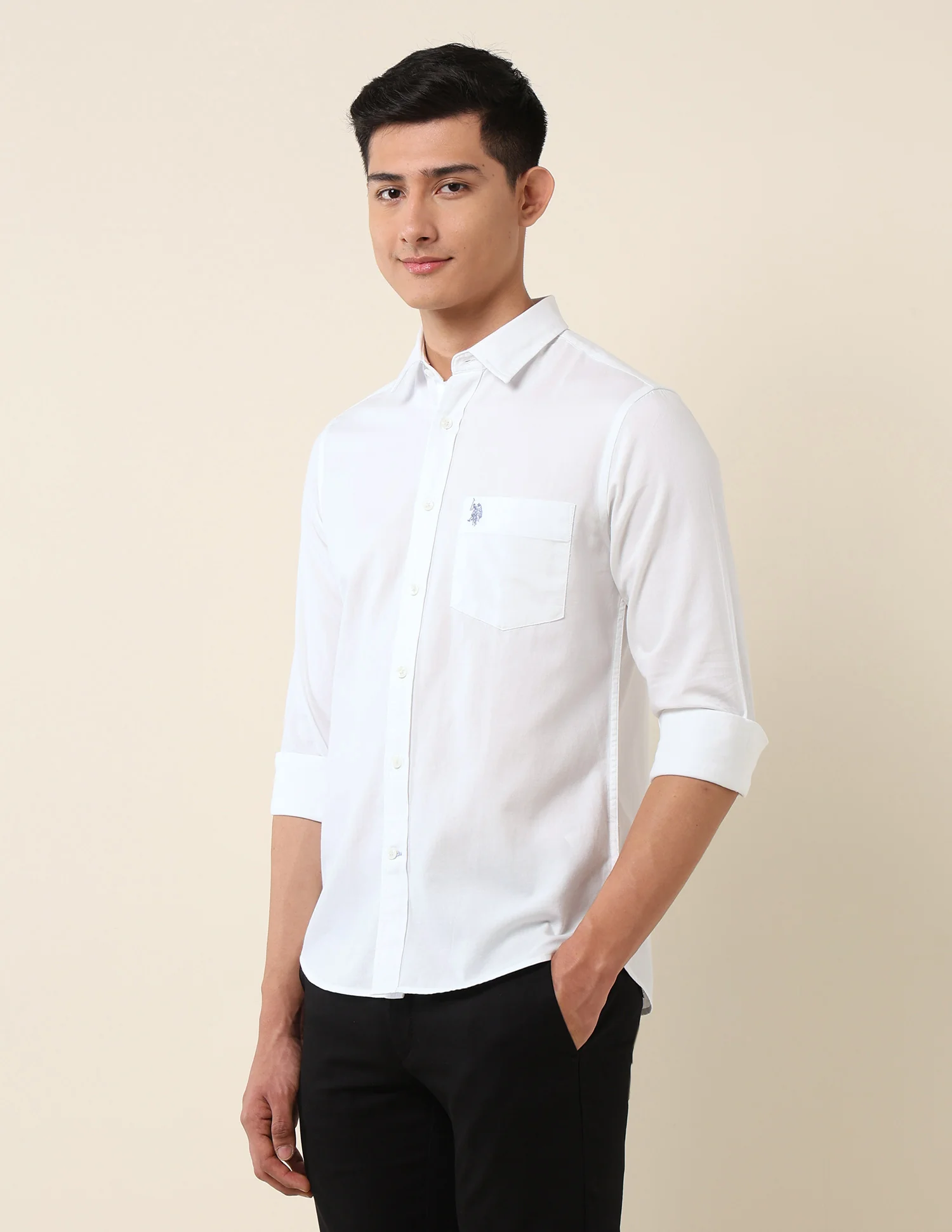 Pure Cotton Dobby Tailored Fit Shirt - Image 4