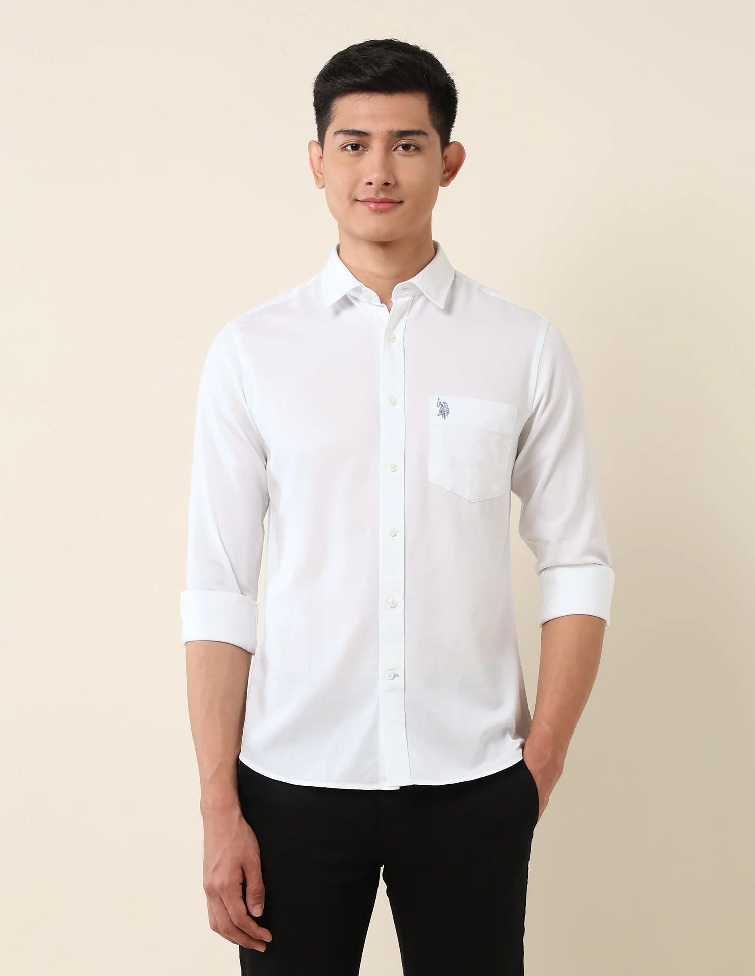 Pure Cotton Dobby Tailored Fit Shirt - Image 6