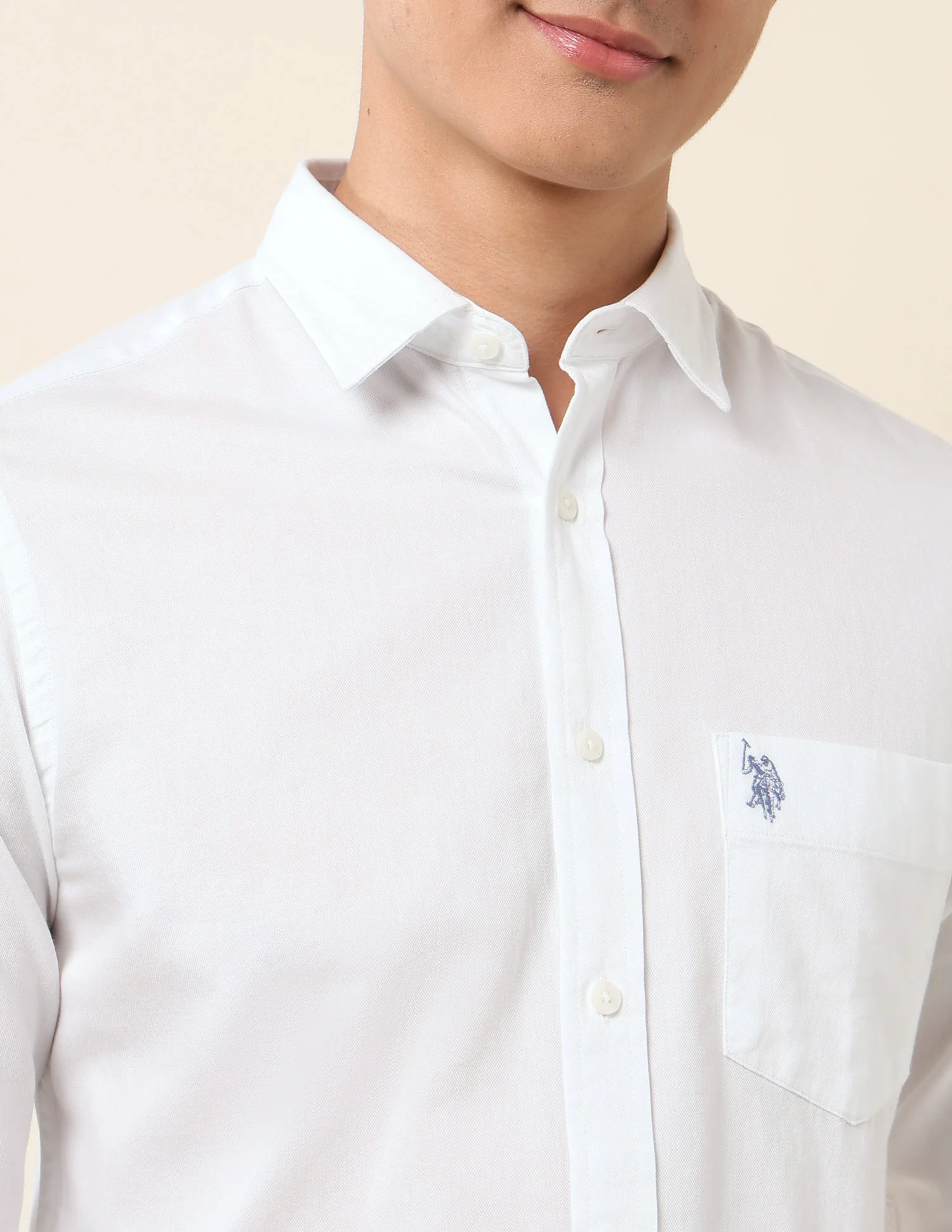 Pure Cotton Dobby Tailored Fit Shirt - Image 7
