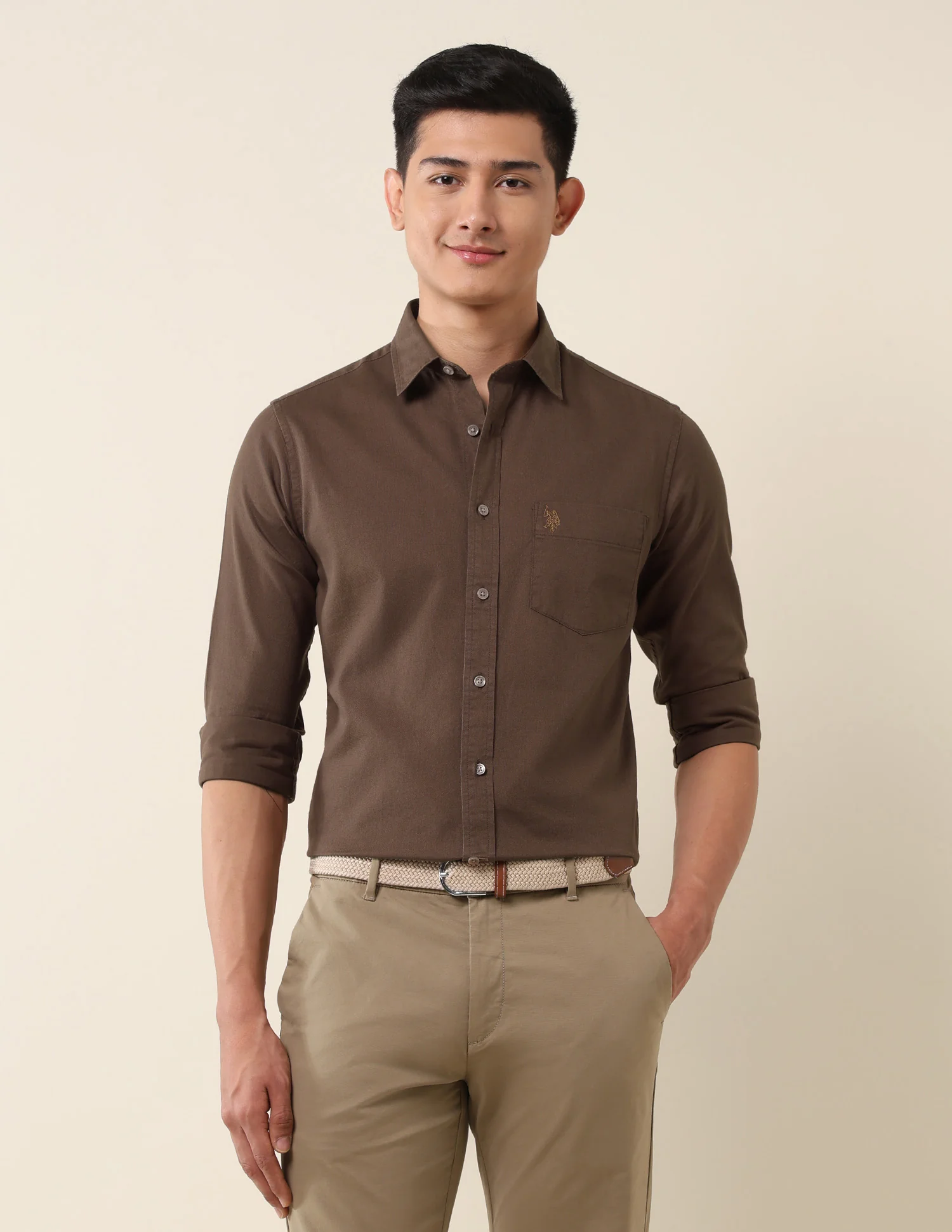 Pure Cotton Dobby Tailored Fit Shirt