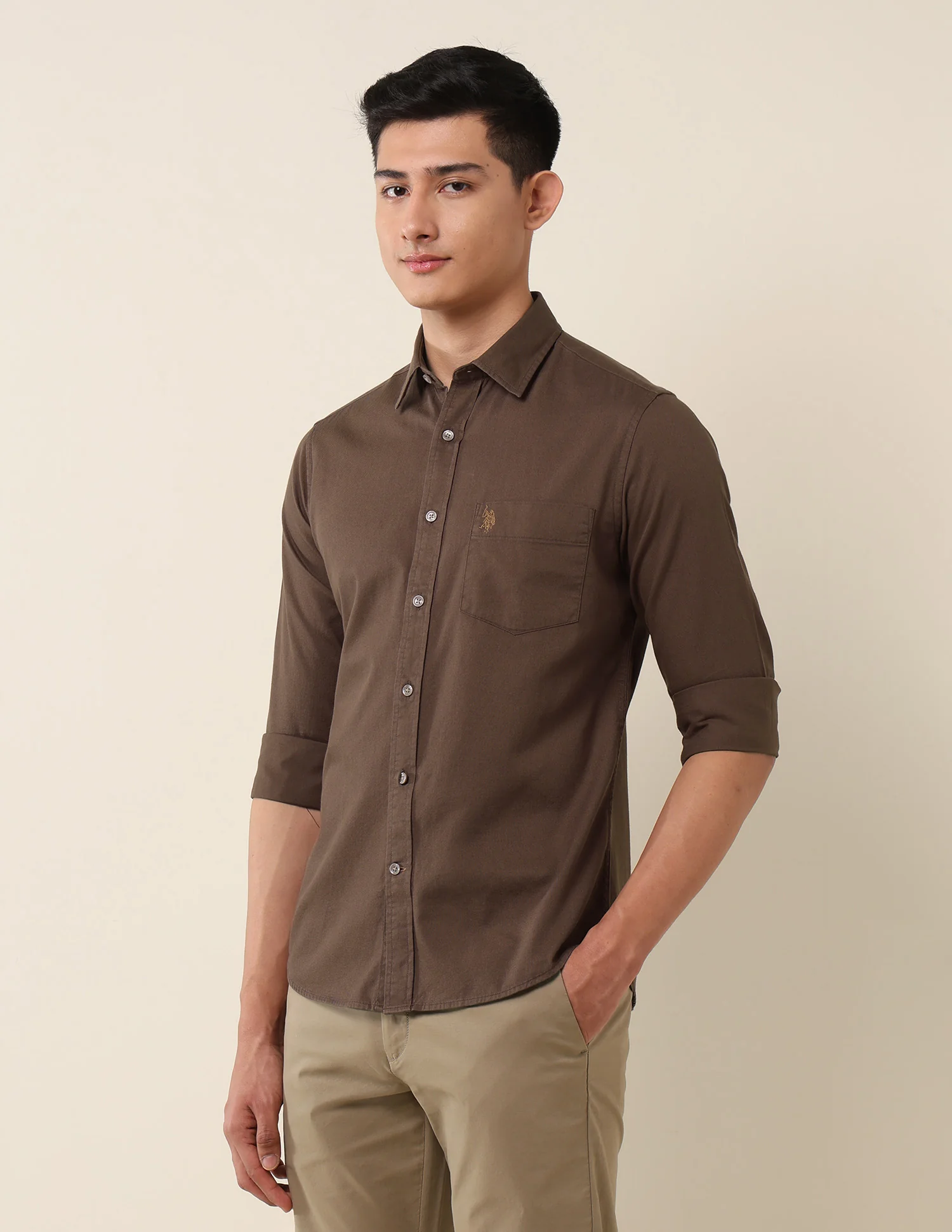 Pure Cotton Dobby Tailored Fit Shirt - Image 4