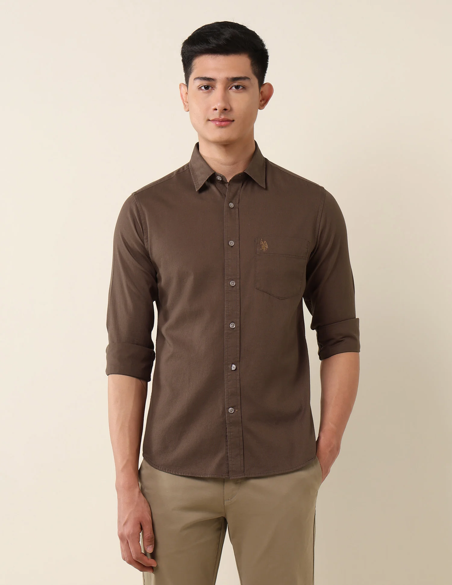 Pure Cotton Dobby Tailored Fit Shirt - Image 6
