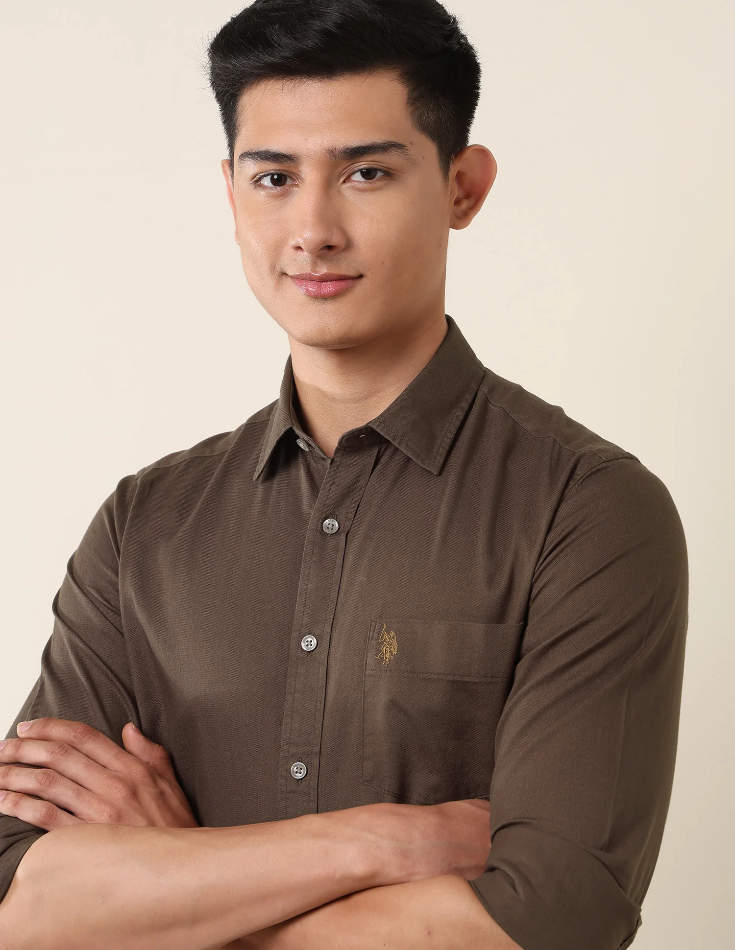 Pure Cotton Dobby Tailored Fit Shirt - Image 7