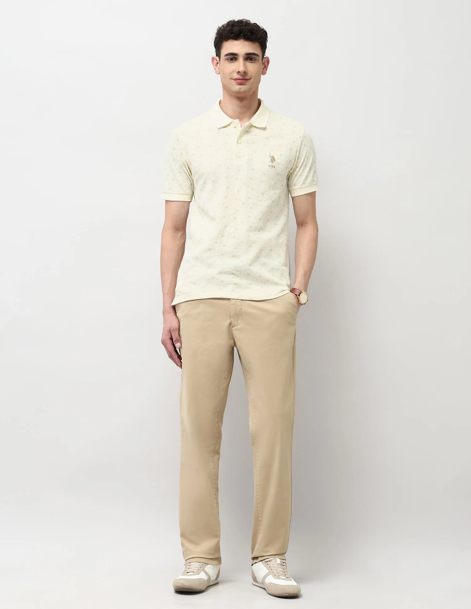 Pure Cotton Floral Printed Polo Shirt - Image 3