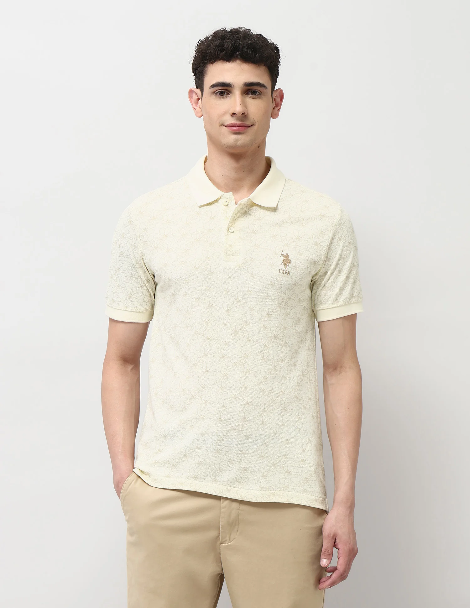 Pure Cotton Floral Printed Polo Shirt - Image 6