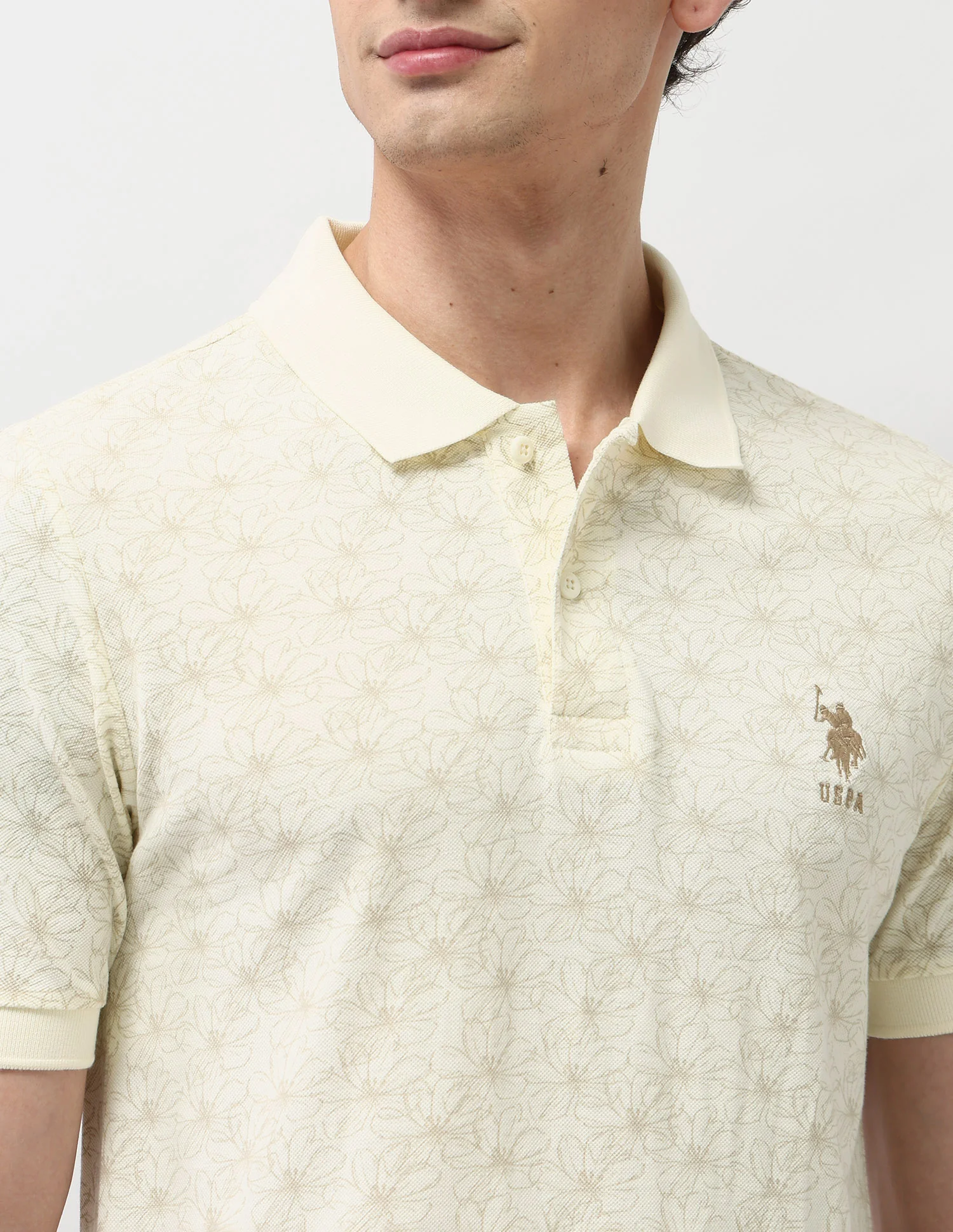 Pure Cotton Floral Printed Polo Shirt - Image 7