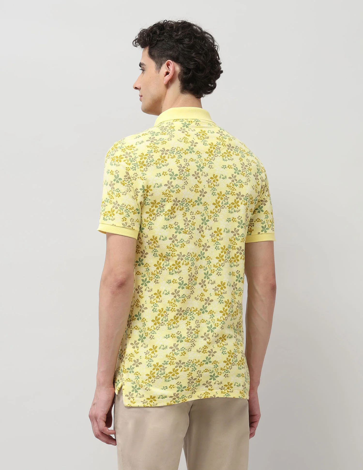 Pure Cotton Floral Printed Polo Shirt - Image 5