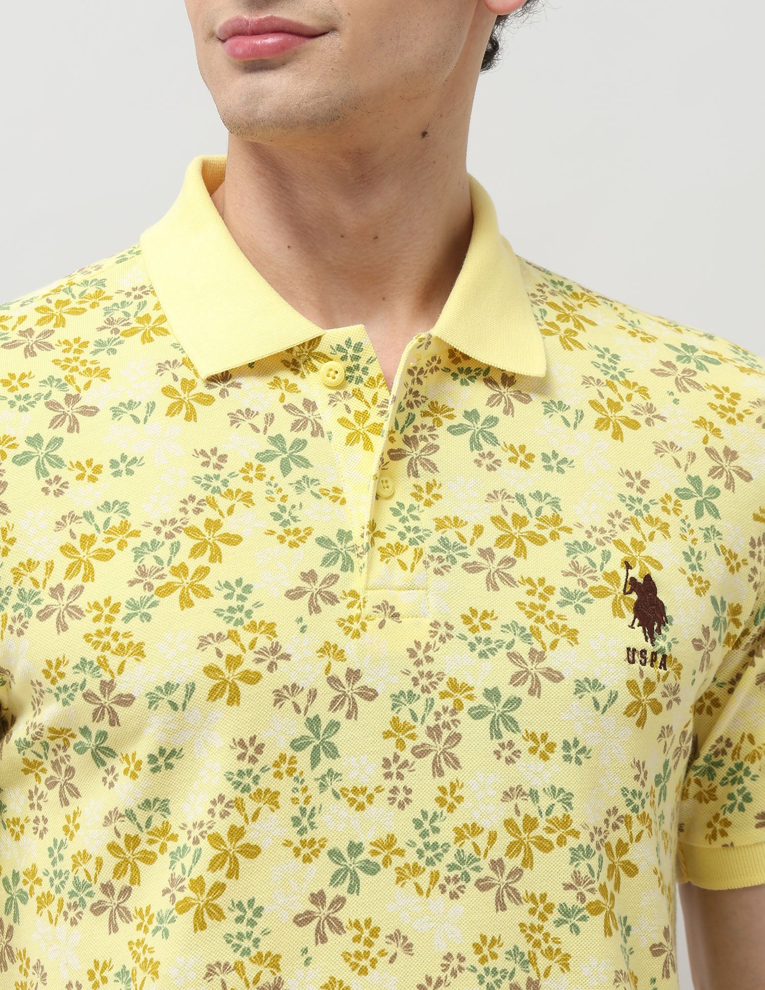 Pure Cotton Floral Printed Polo Shirt - Image 7
