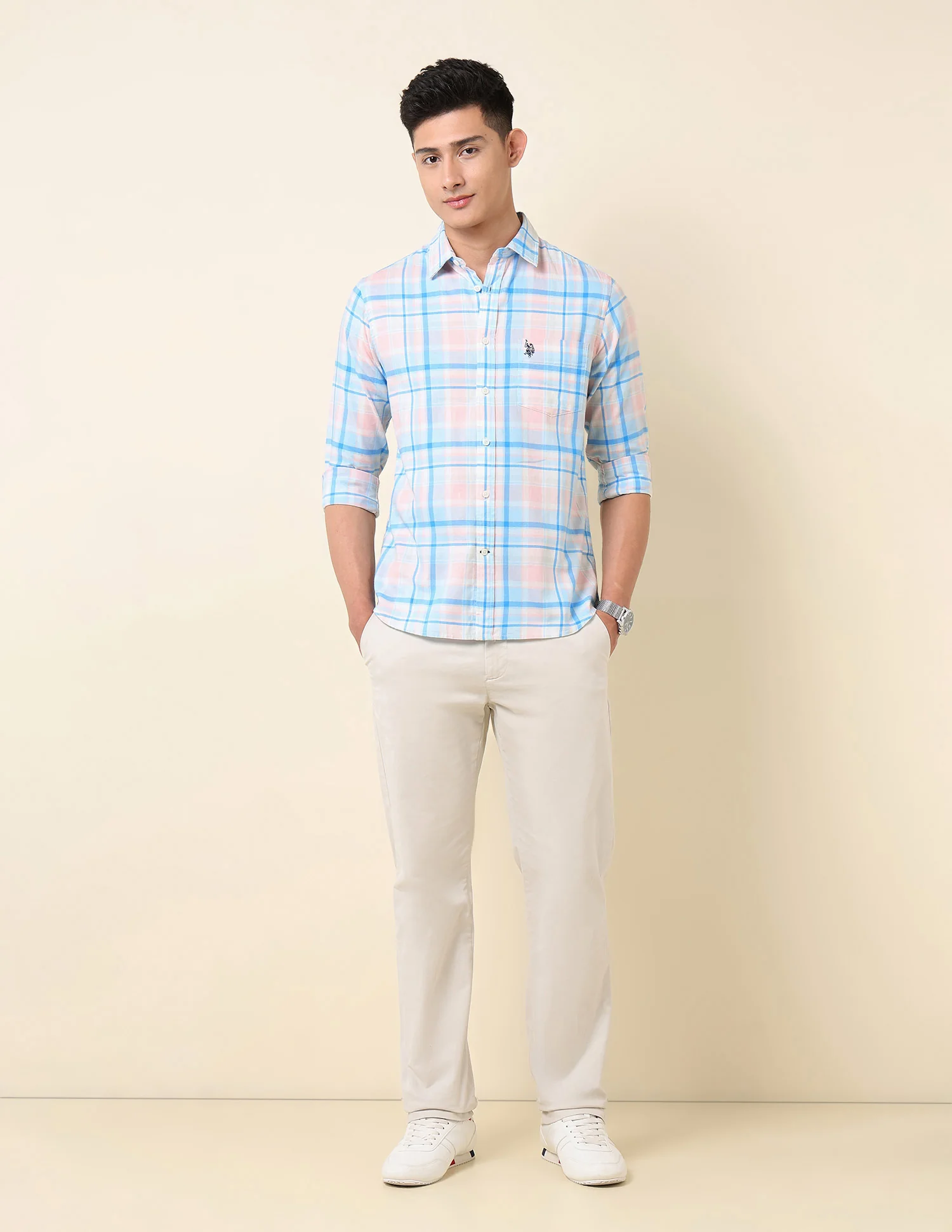 Pure Cotton Grid Tattersall Checked Shirt - Image 3