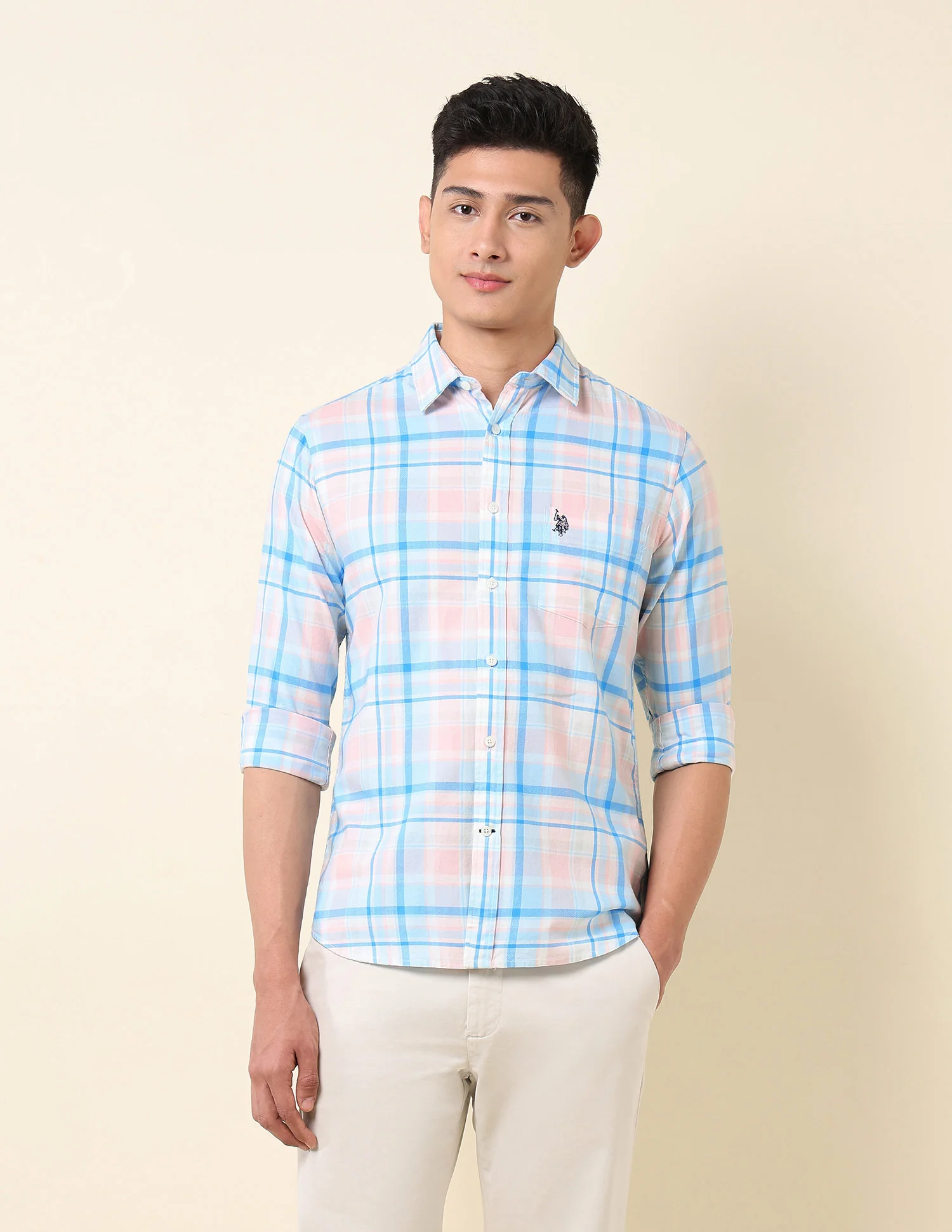 Pure Cotton Grid Tattersall Checked Shirt - Image 6