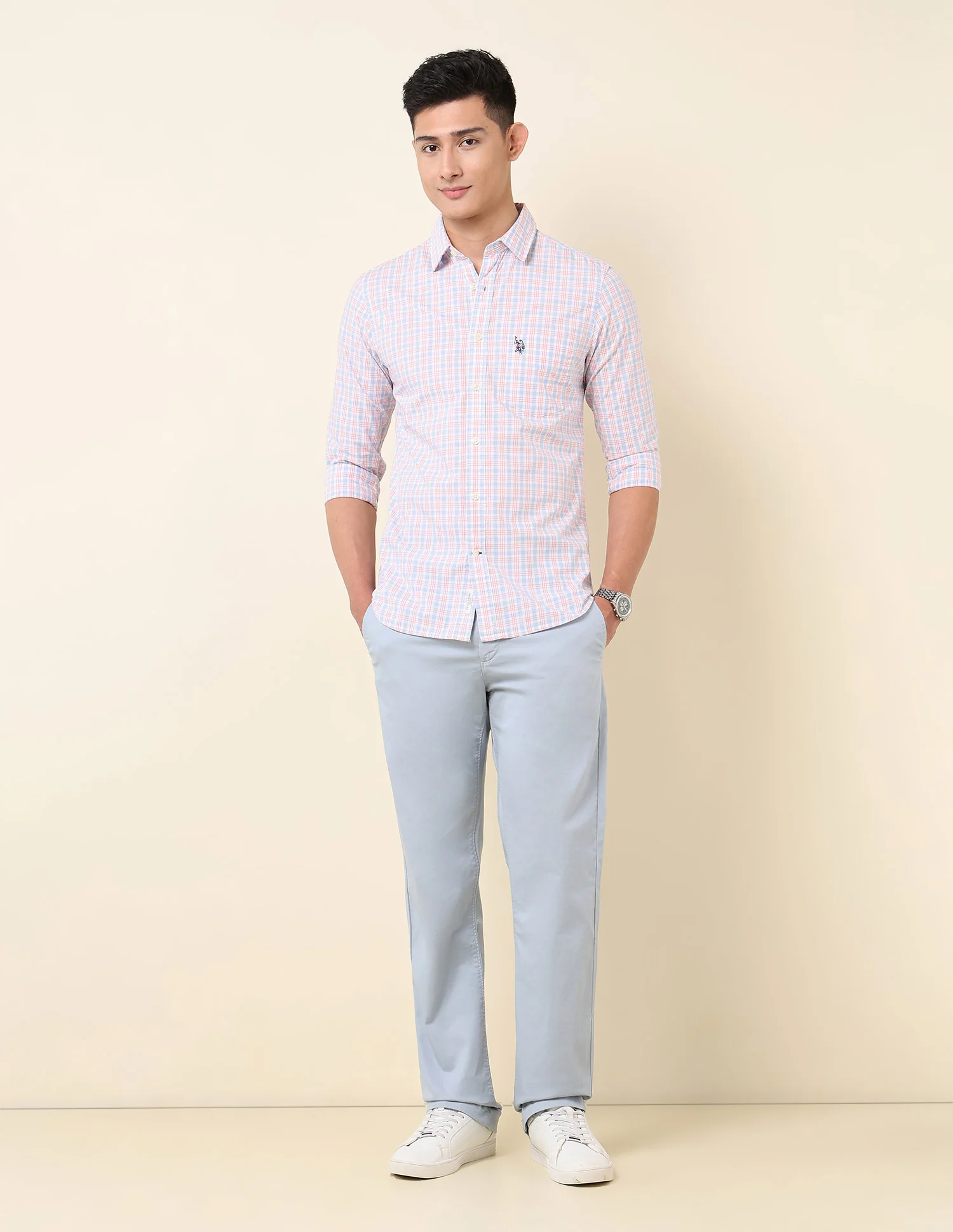 Pure Cotton Grid Tattersall Checked Shirt - Image 3